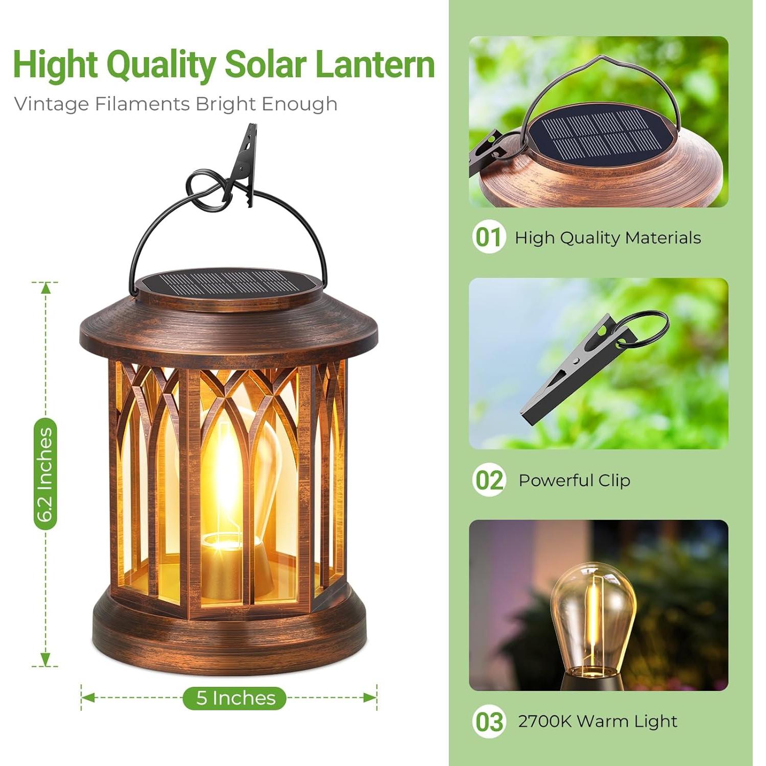 Linternas Solares WdtPro Colgantes 2 Paquete Cobre IP65