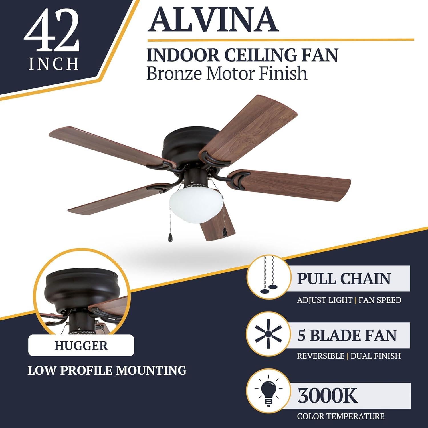 Ventilador de Techo Prominence Home Alvina 106.68 cm con Luz LED