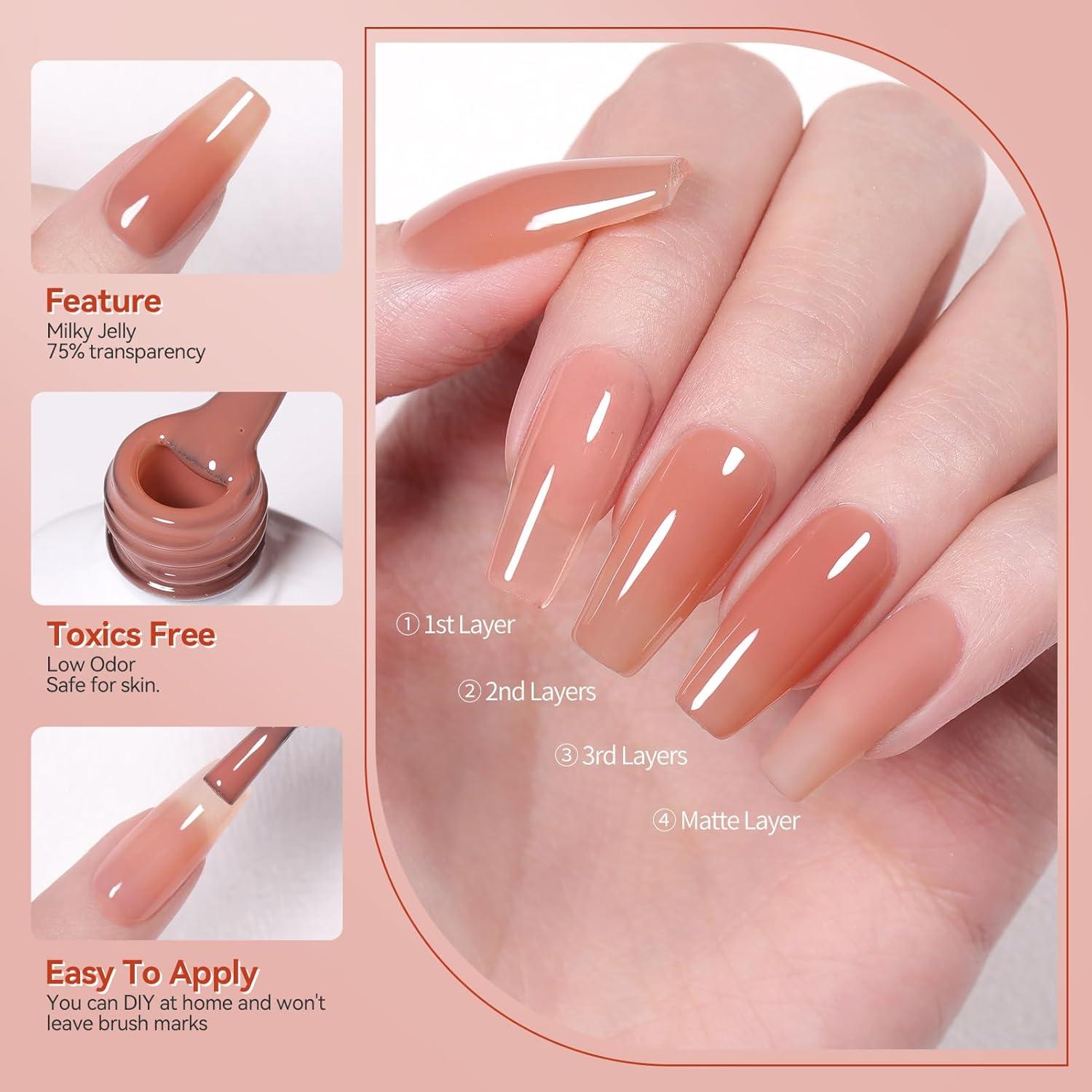 Set de Esmalte de Uñas Jelly BORN PRETTY 6PCS 7ml Burdeos