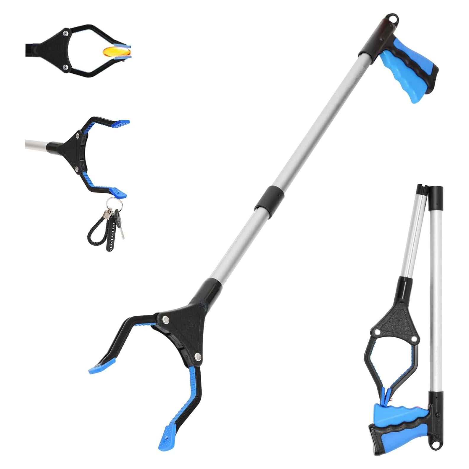 Herramienta de agarre plegable GrabRunner 81 cm con punta magnética azul