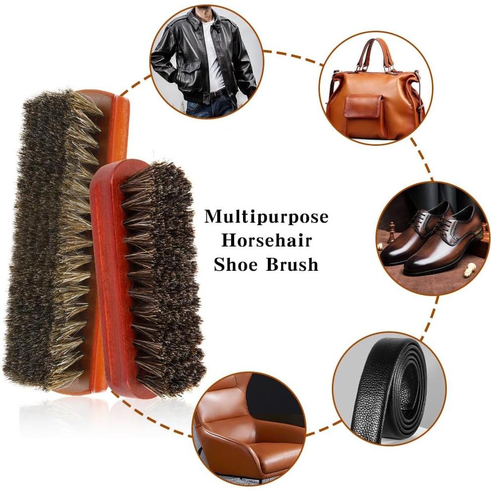 Cepillo de limpieza de zapatos Liwidon 2 piezas cerdas de caballo