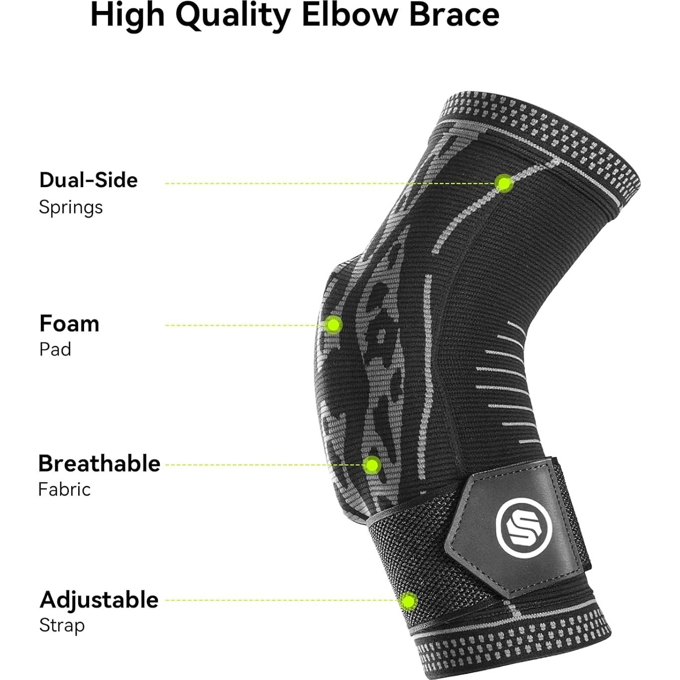 Férula de Codo Ajustable Soloever para Tendinitis - Negro, Pequeño