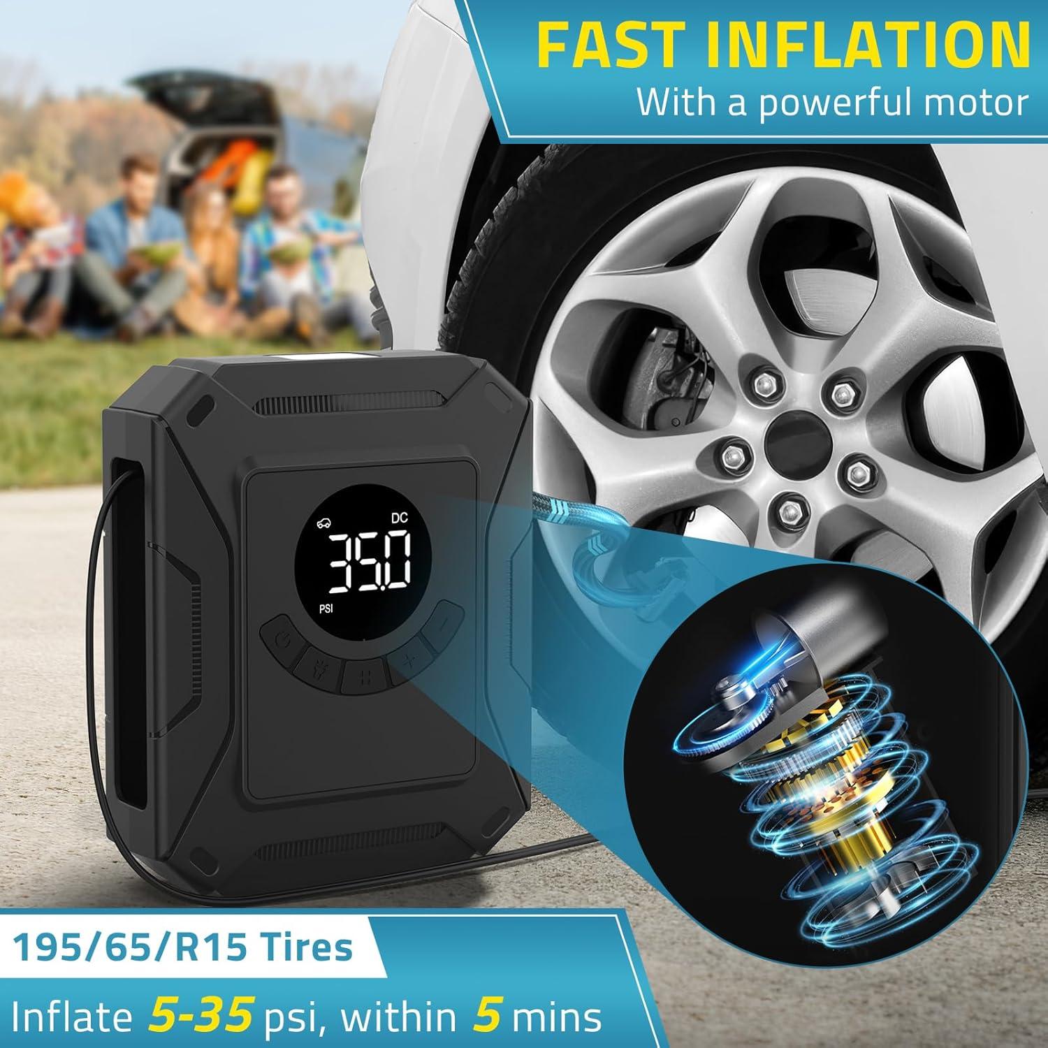 Compresor de Aire PAULINN 12V Portátil 150 PSI con Manómetro