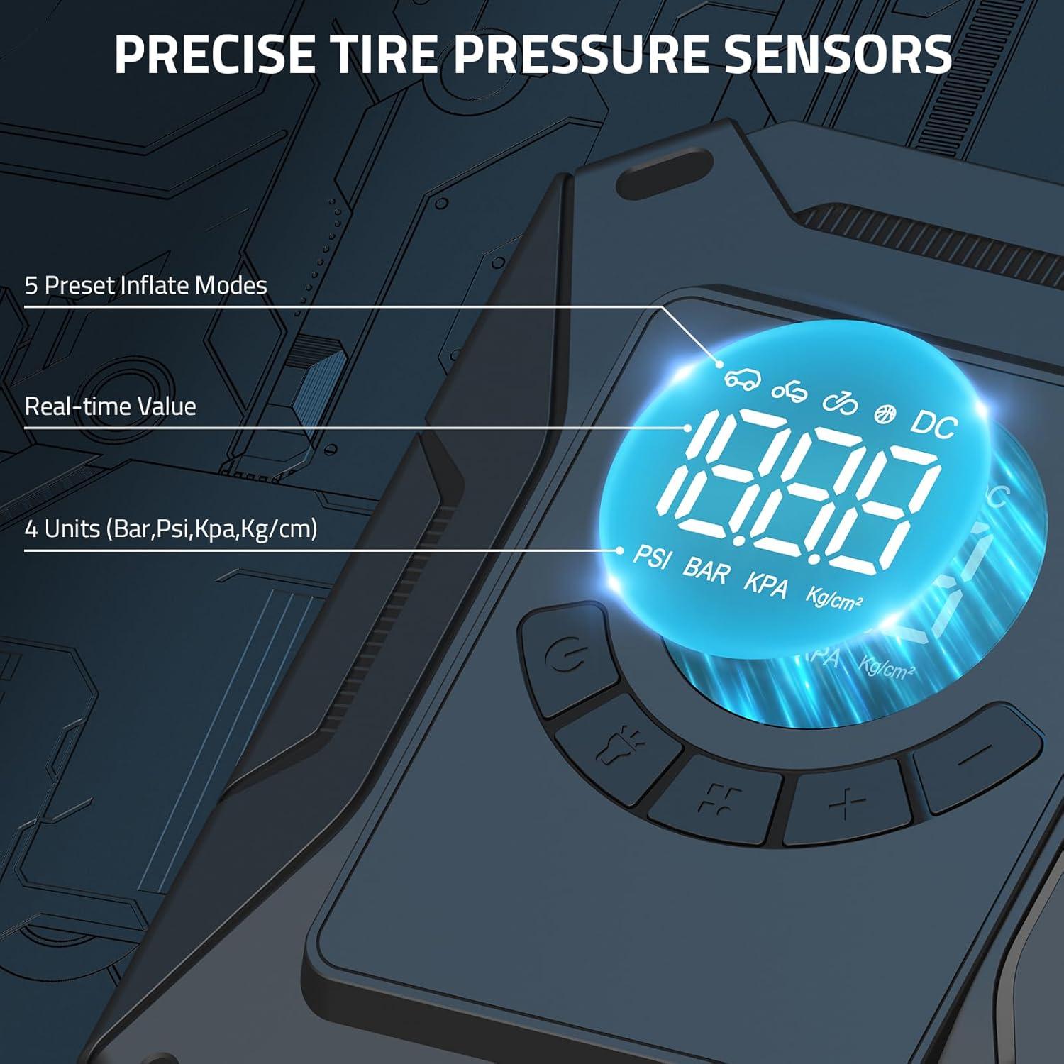 Compresor de Aire PAULINN 12V Portátil 150 PSI con Manómetro