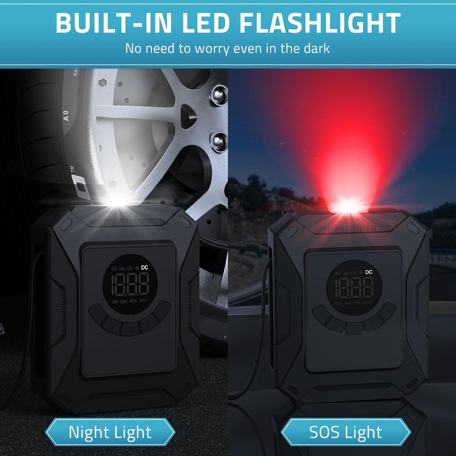 Compresor de Aire PAULINN 12V Portátil 150 PSI con Manómetro