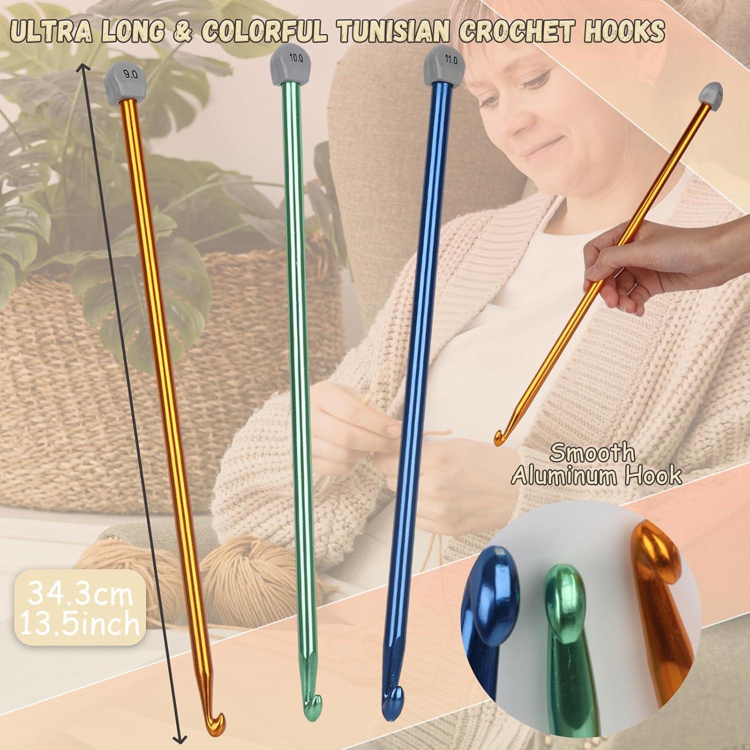 Juego de Ganchillos Tunecinos Coopay 3PCS 9mm 10mm 11mm Aluminio