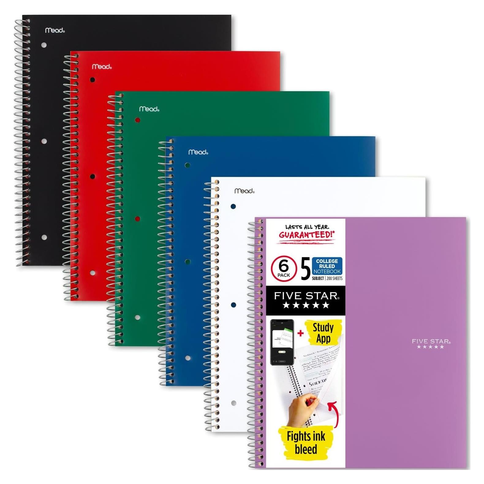 Cuaderno Espiral Five Star 5 Asignaturas 200 Hojas 21.6x27.9cm