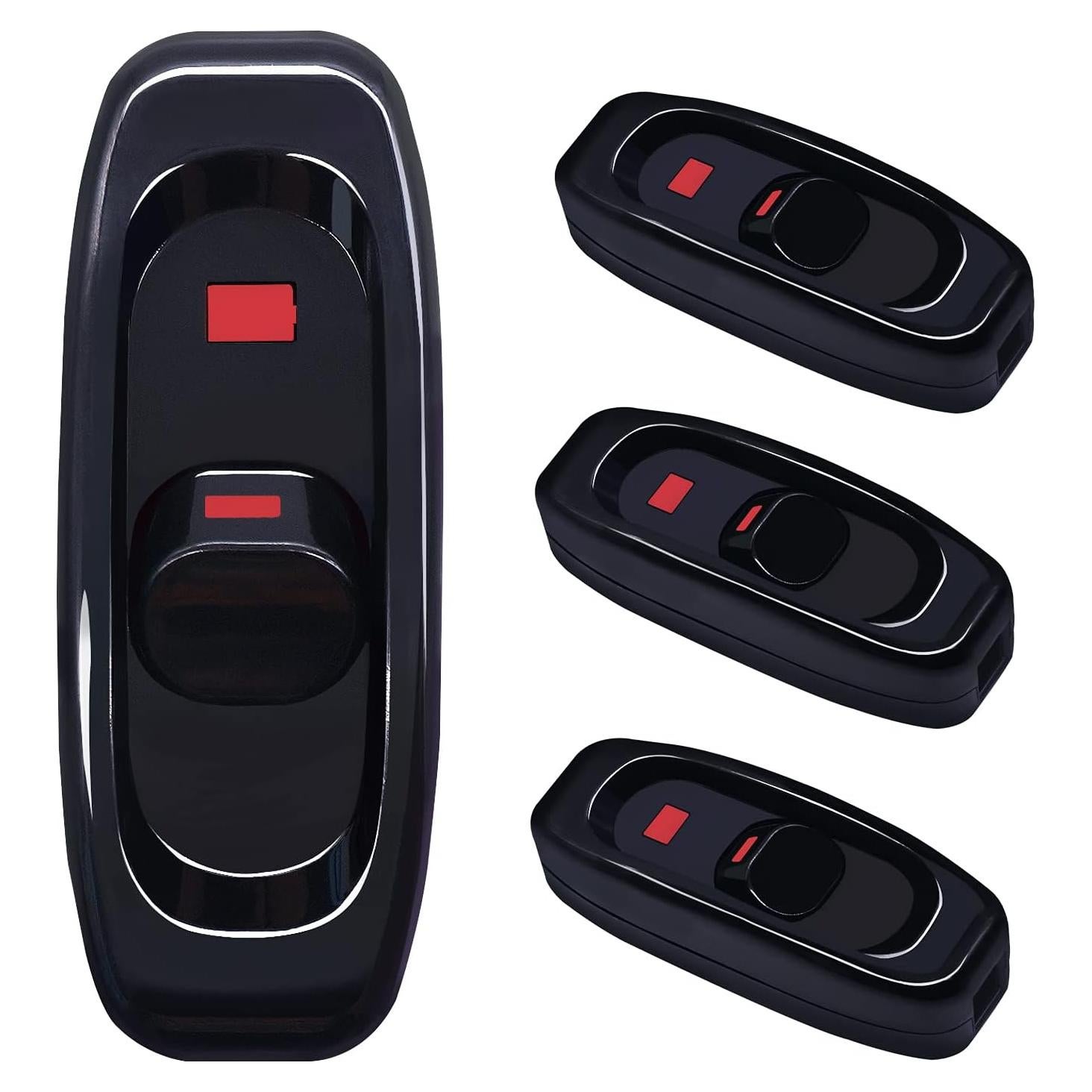 Interruptor de Línea Mankk 4PCS Botón On/Off 250V 10A Negro