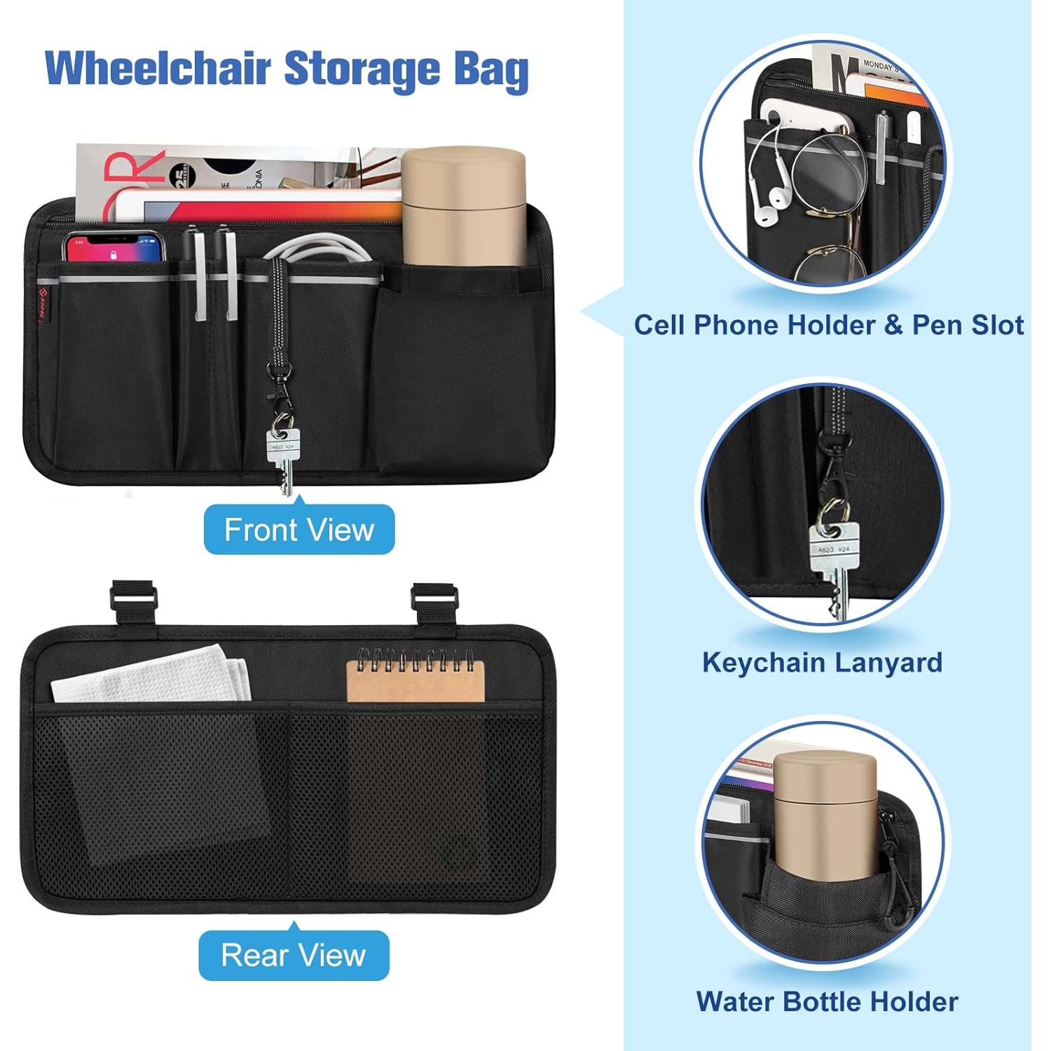 Bolsa Organizadora Lateral FINPAC para Silla de Ruedas - Negro