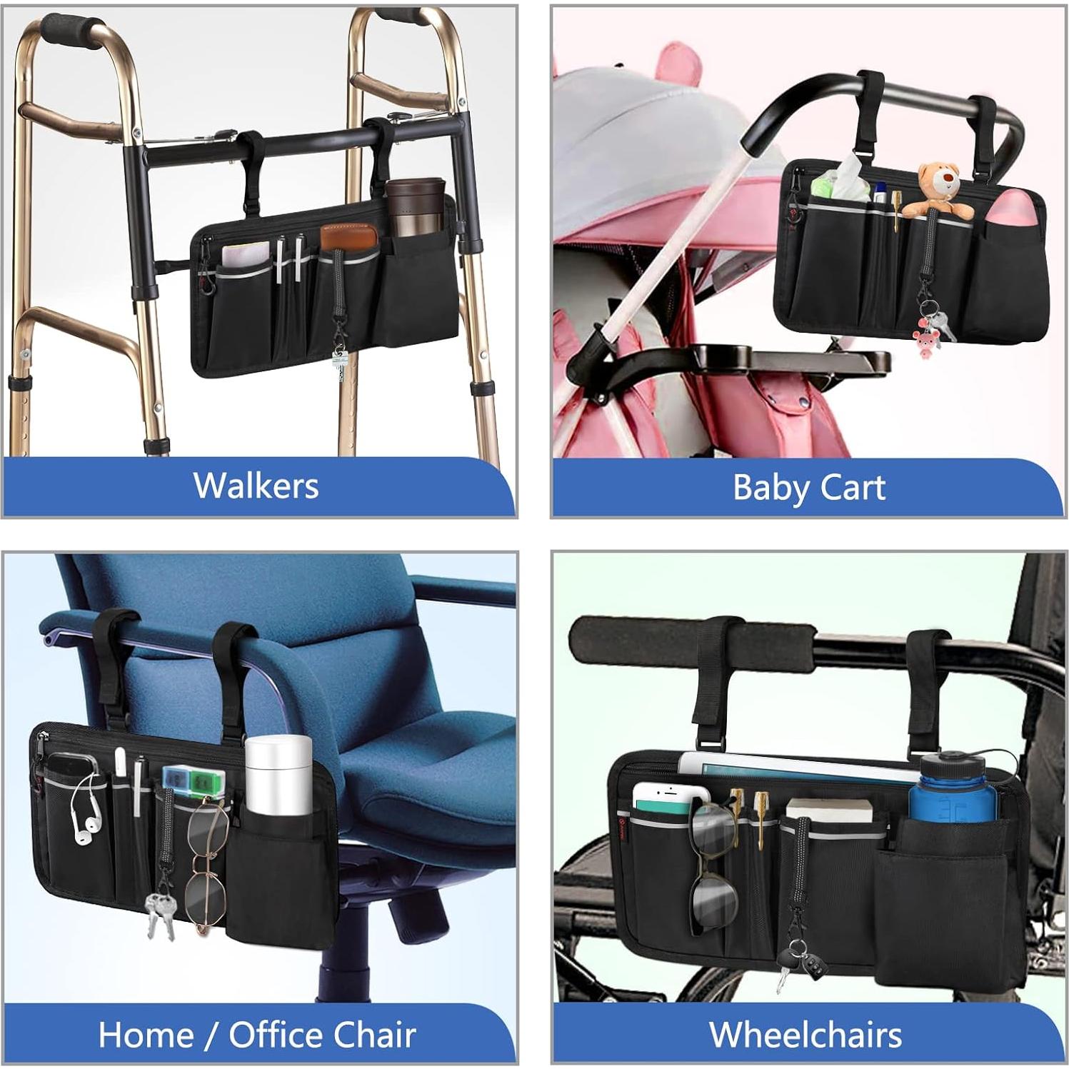 Bolsa Organizadora Lateral FINPAC para Silla de Ruedas - Negro