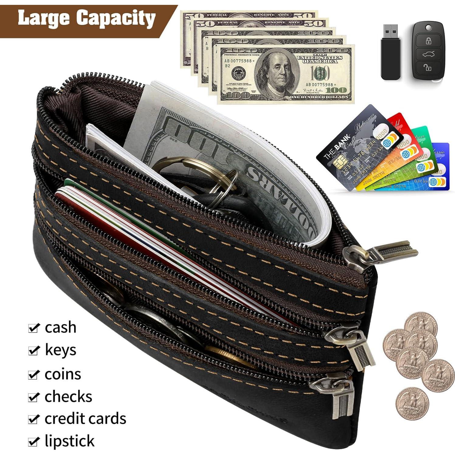 Monedero de cuero Jack&Chris JC301 Negro con llavero y cremallera