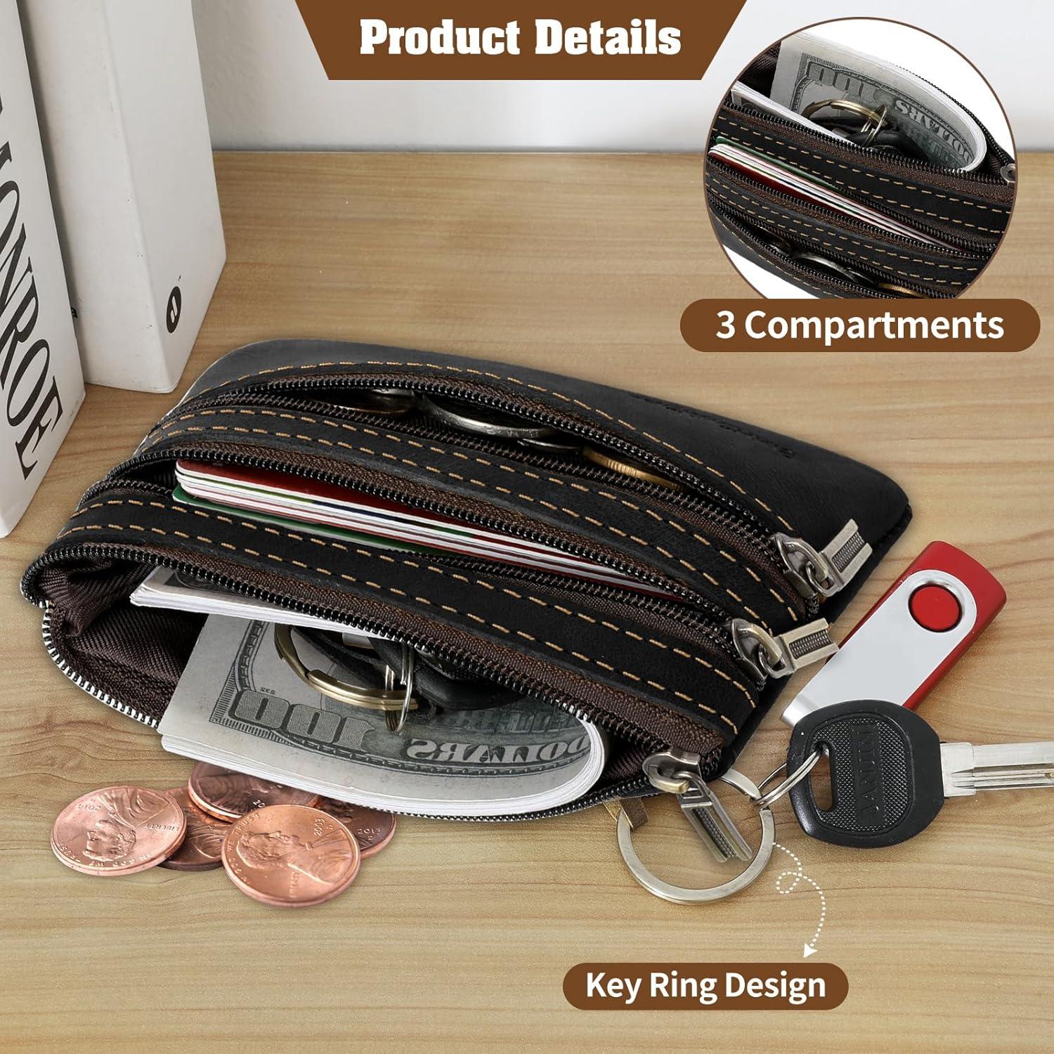 Monedero de cuero Jack&Chris JC301 Negro con llavero y cremallera