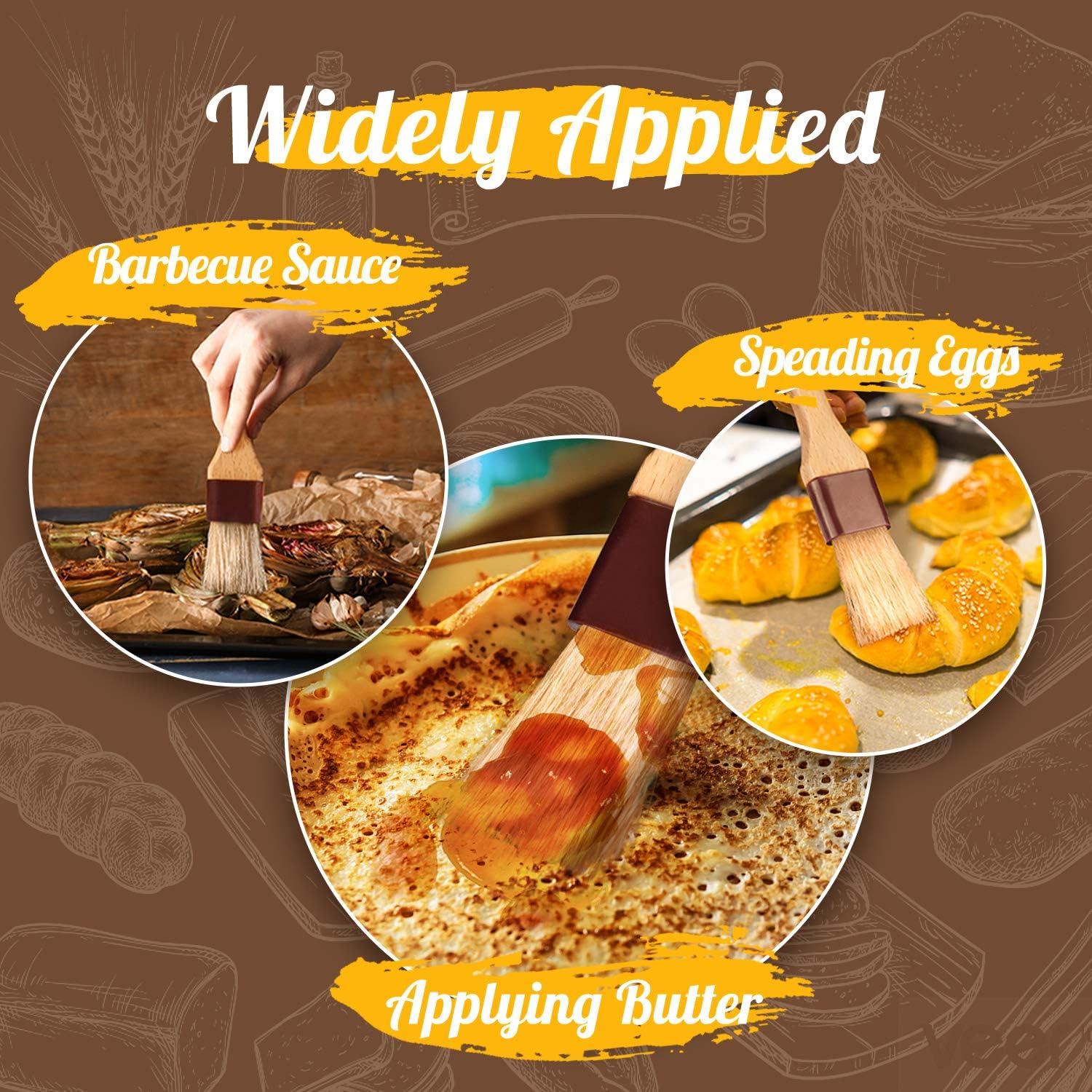 Brochas de Pastelería FurRain - 4 Piezas, Cerdas de Jabalí