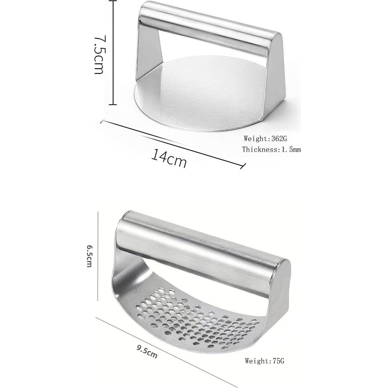 Juego de 2 Prensas de Hamburguesa y Ajo UNI-RHYTHM 14cm