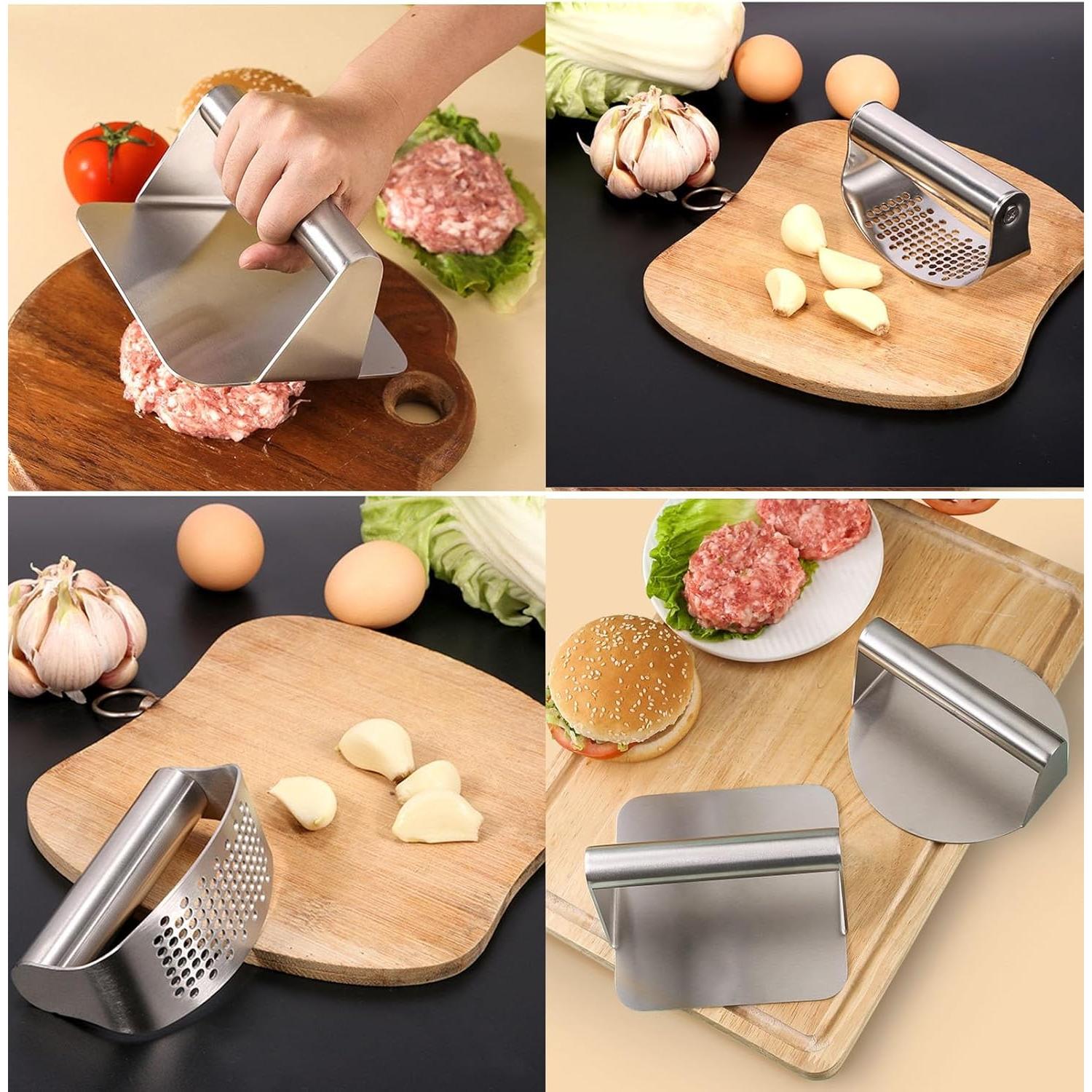 Juego de 2 Prensas de Hamburguesa y Ajo UNI-RHYTHM 14cm