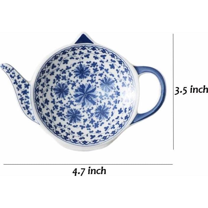 Soporte para Bolsas de Té de Porcelana Azul Sizikato - 4 Piezas