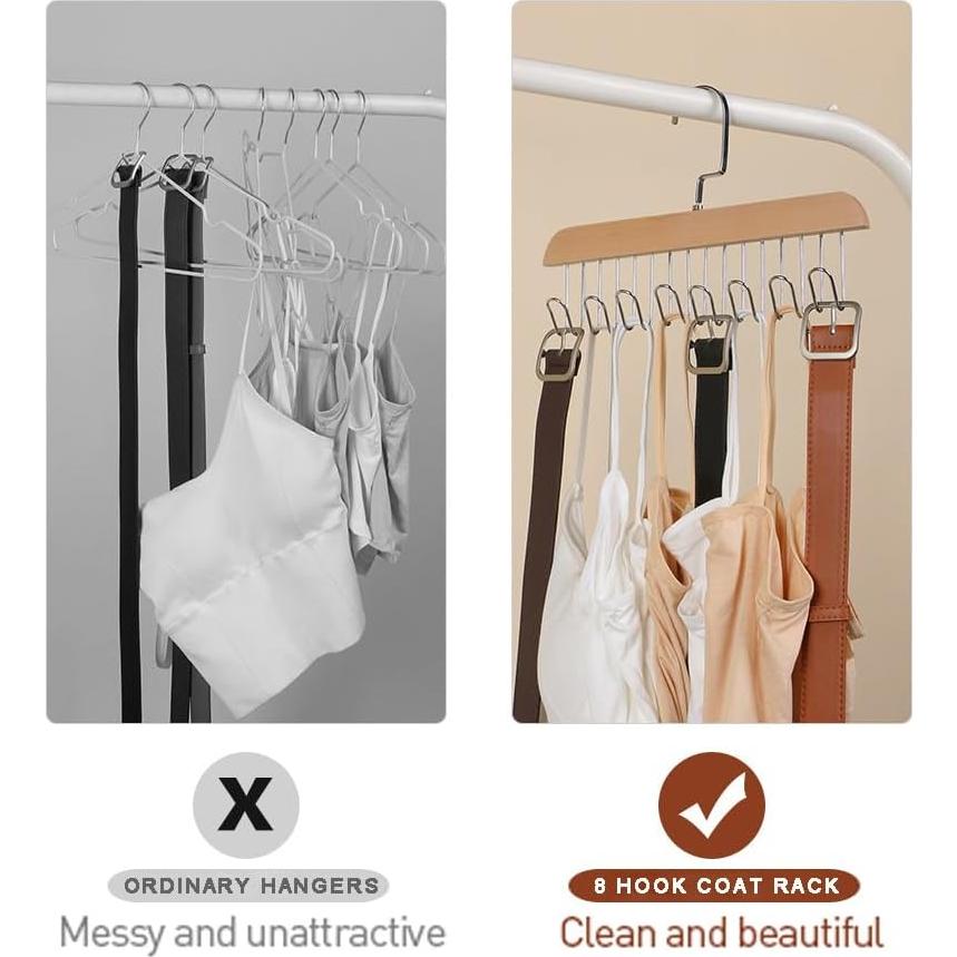 Perchero de Cinturones AIWIWH, 2 Pack con 16 Ganchos, Marrón