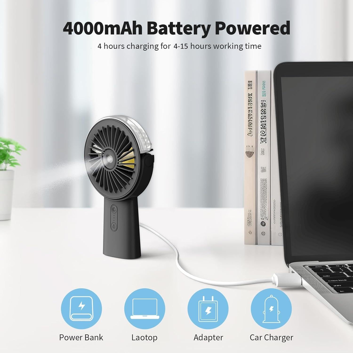 Ventilador de Mano Portátil Otlonpe S-F20 4000mAh Negro