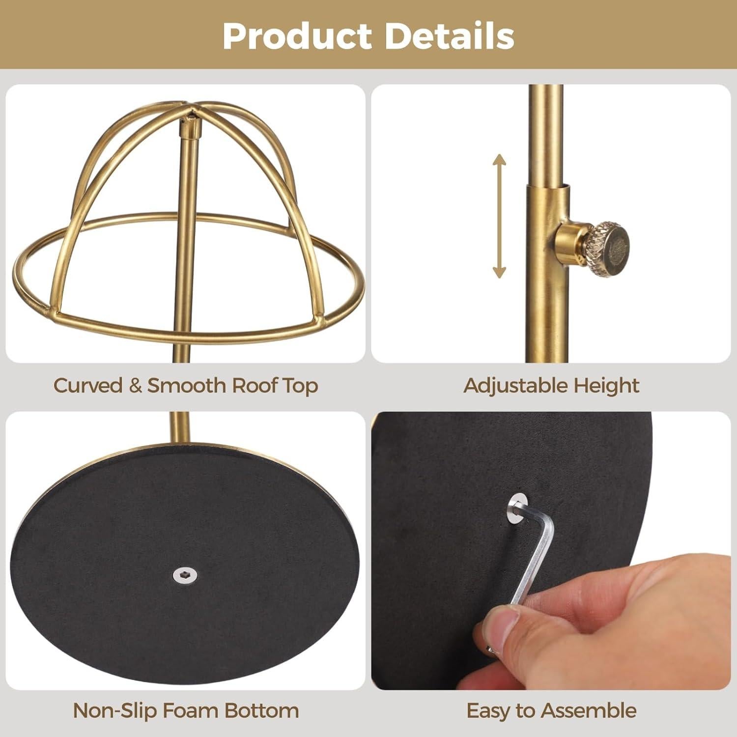 Soportes Ajustables para Sombreros OMISTAR 2 PCS Acero Inoxidable Dorado