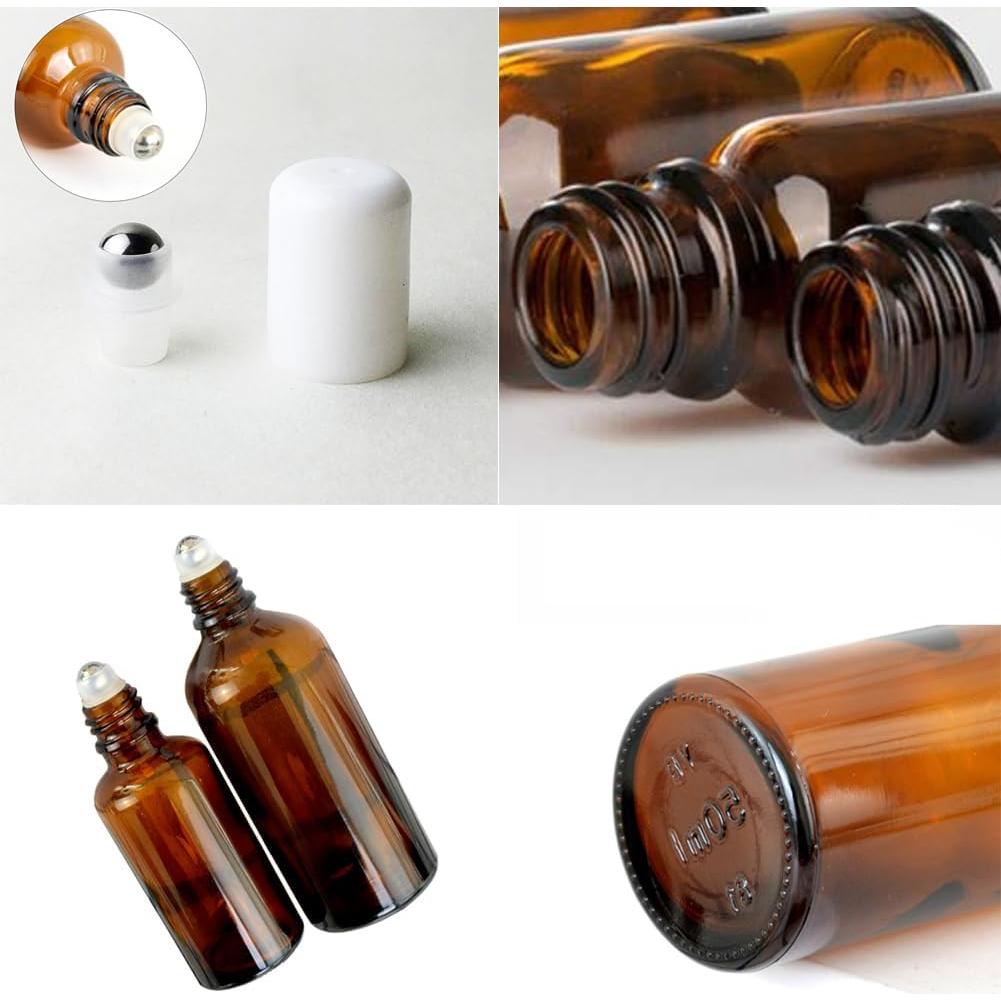 3 Piezas Botellas de Rodillo de Vidrio Ámbar 100ml Happyupcity