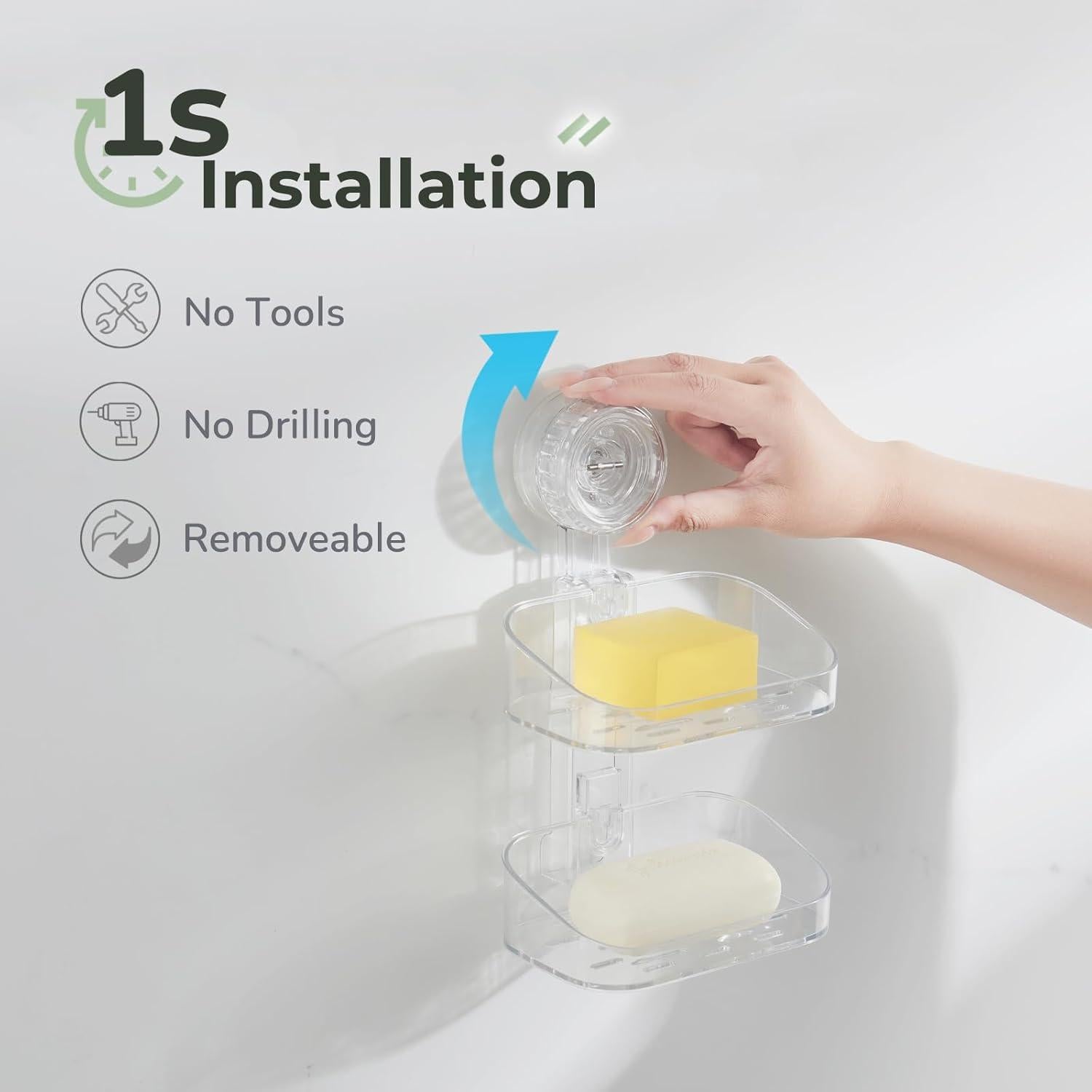 Soporte de Jabón DEEIF Transparente para Ducha con Ventosa