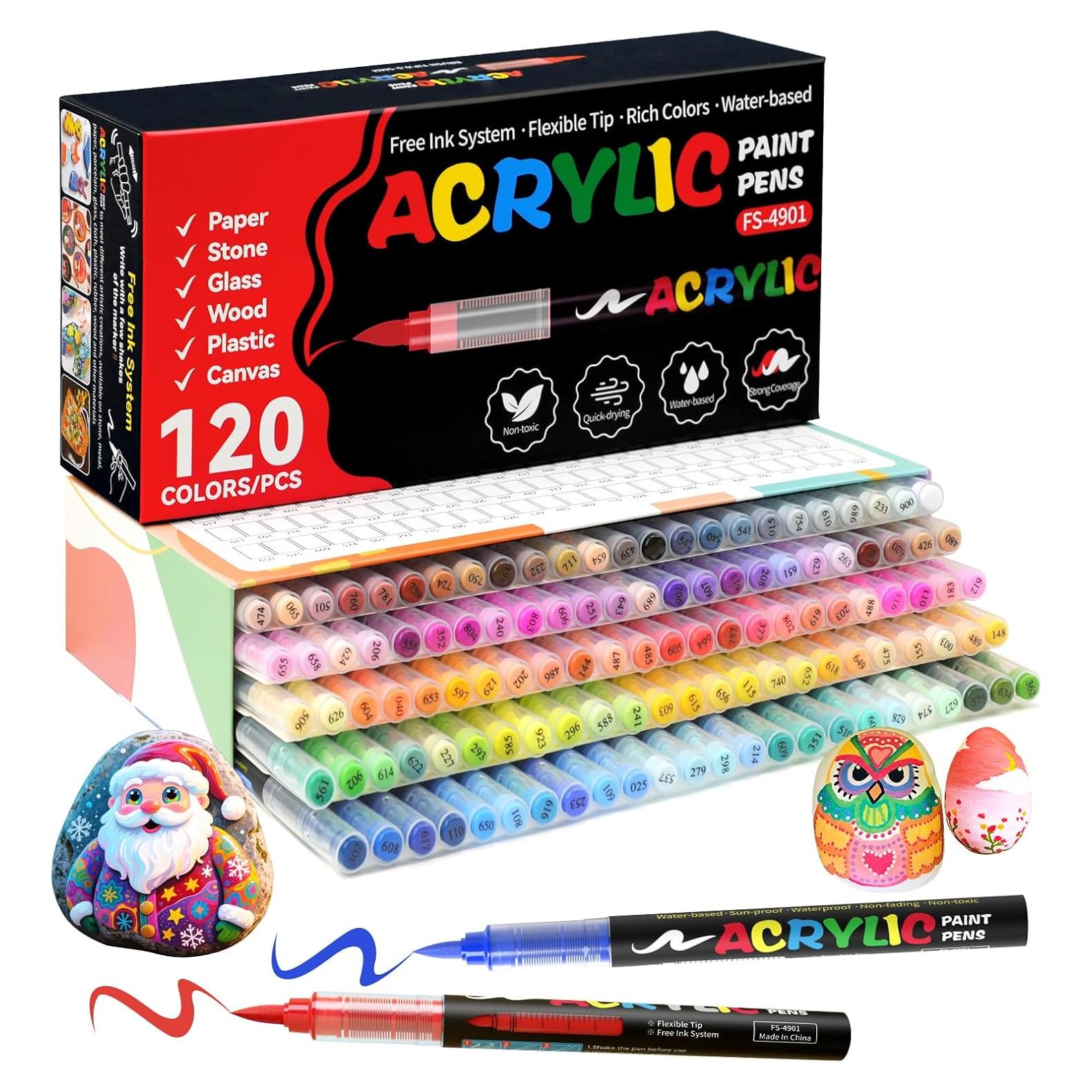 Set de 120 Marcadores de Pintura Acrílica TECADA Multicolor