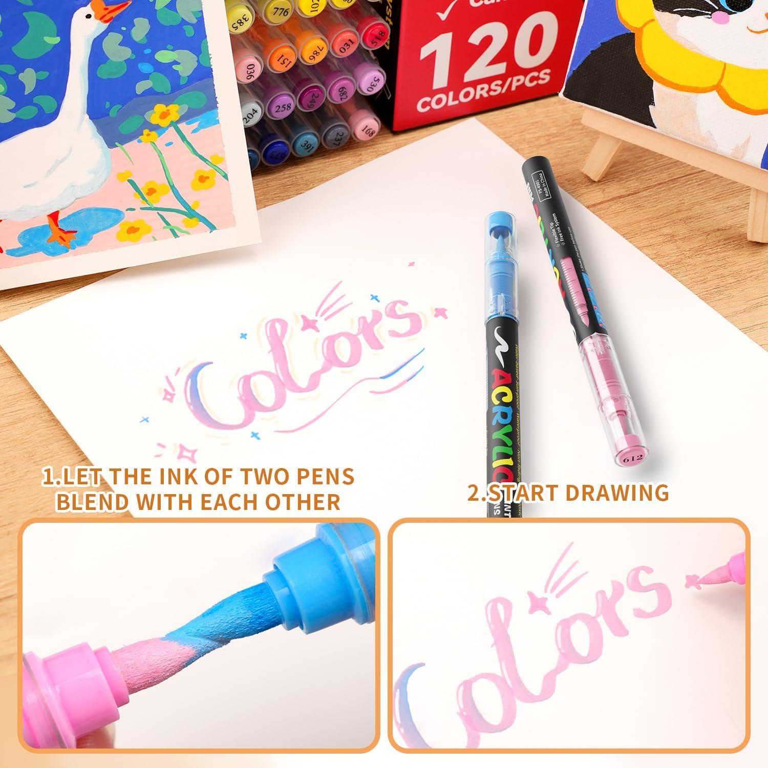 Set de 120 Marcadores de Pintura Acrílica TECADA Multicolor