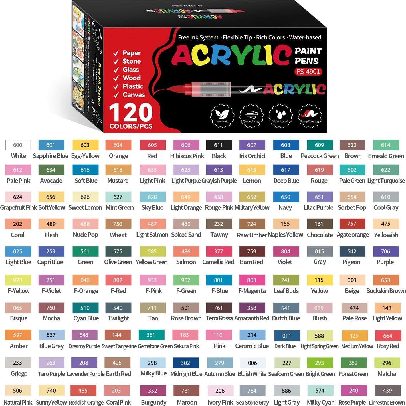 Set de 120 Marcadores de Pintura Acrílica TECADA Multicolor