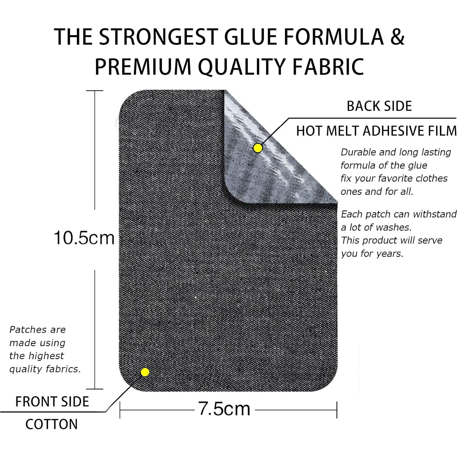 12 Parches de Tela Plancheables Guokuai 7.5x10.5 cm Negro
