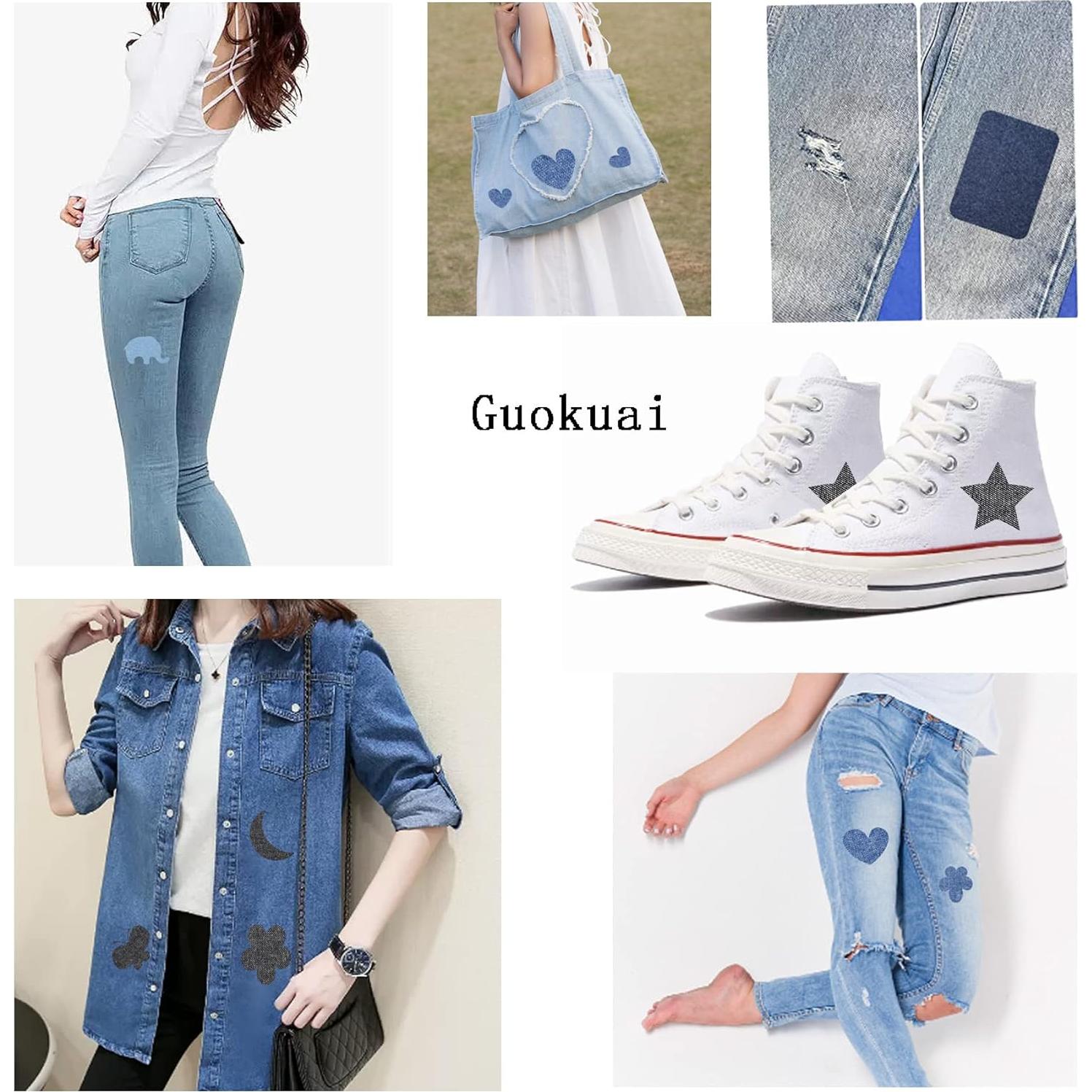 12 Parches de Tela Plancheables Guokuai 7.5x10.5 cm Negro