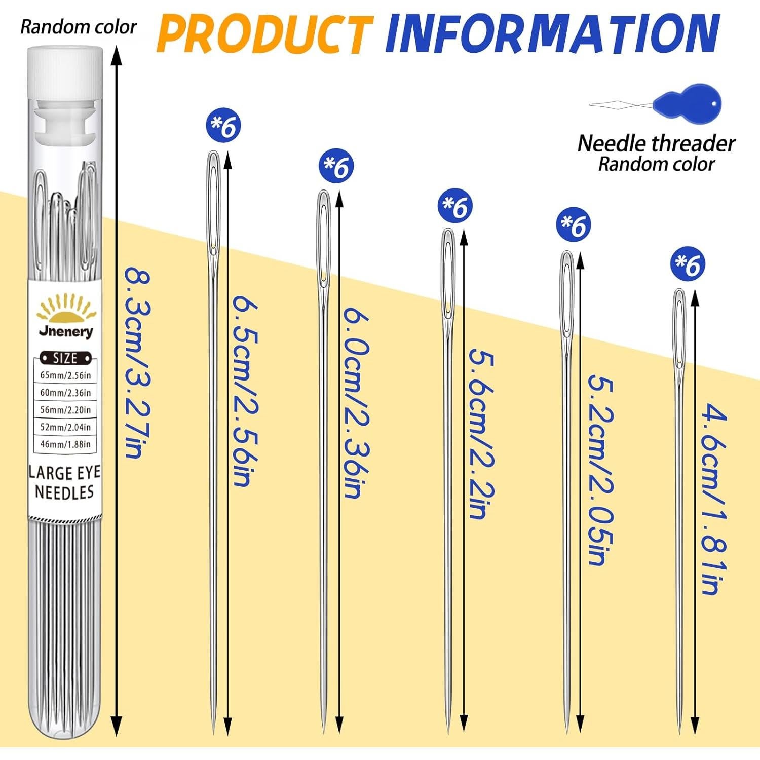 Set de 30 Agujas de Coser JNENERY con Enhebrador y 5 Tamaños