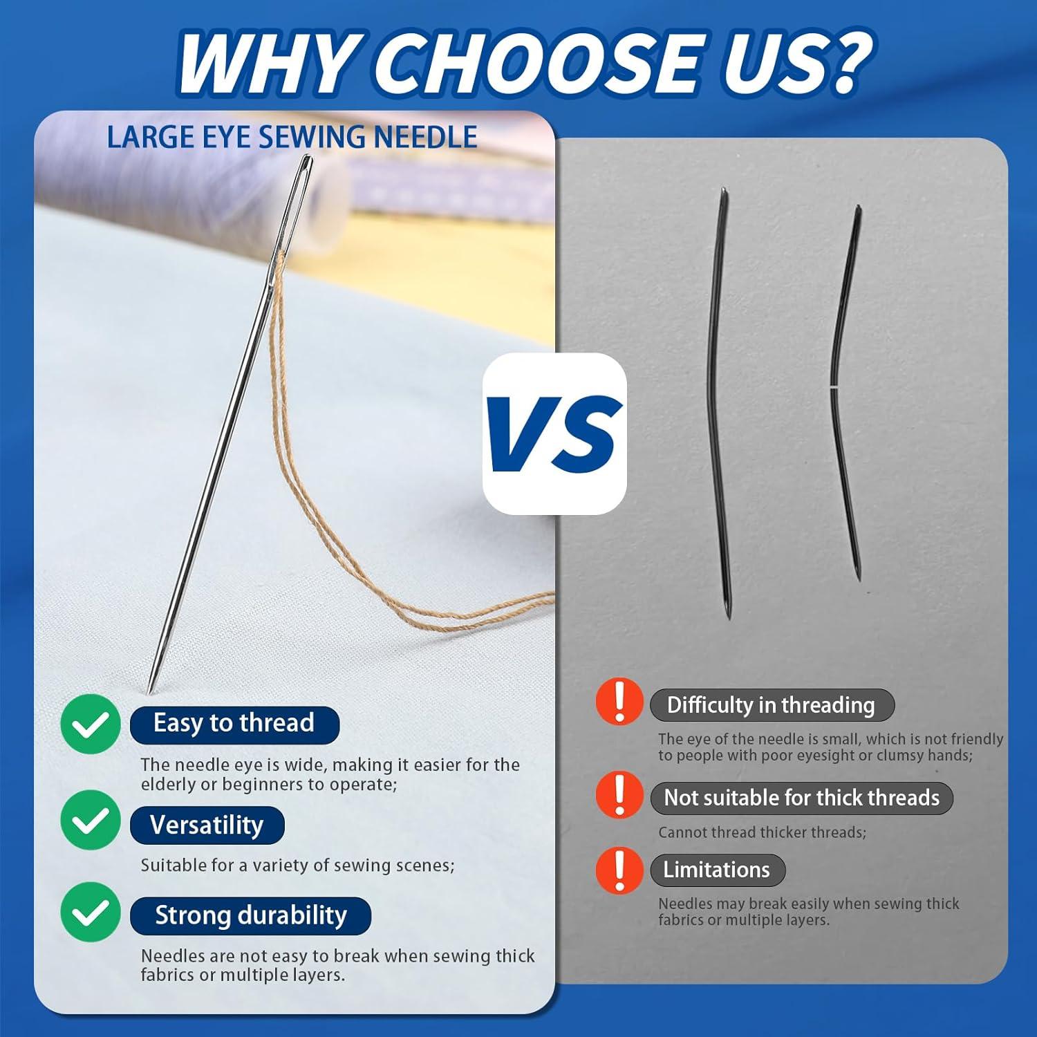 Set de 30 Agujas de Coser JNENERY con Enhebrador y 5 Tamaños