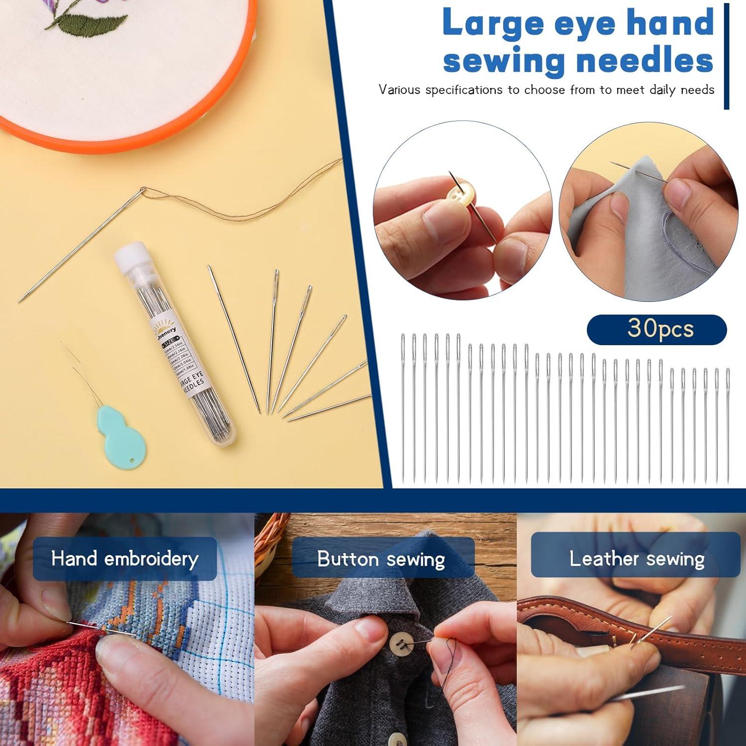 Set de 30 Agujas de Coser JNENERY con Enhebrador y 5 Tamaños