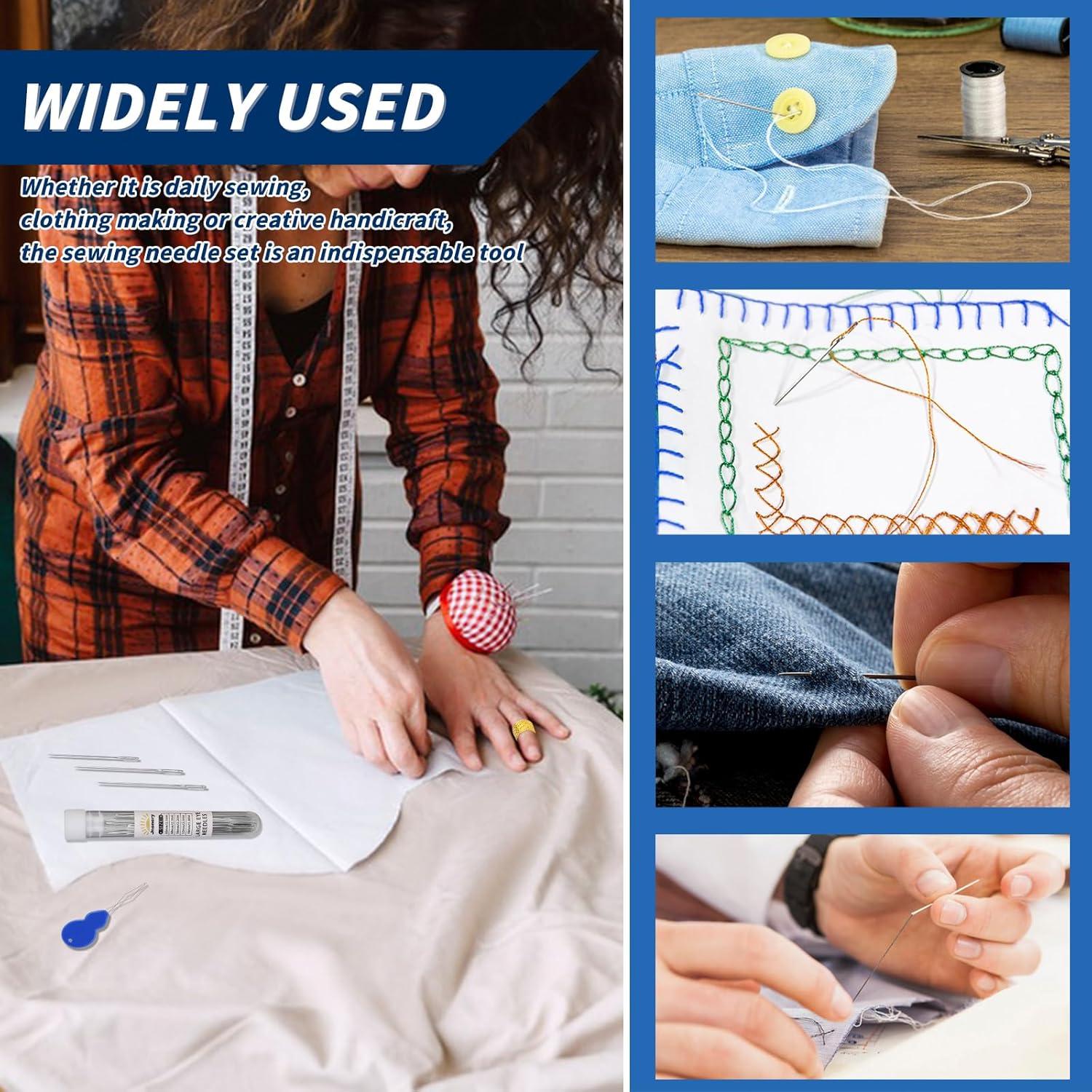 Set de 30 Agujas de Coser JNENERY con Enhebrador y 5 Tamaños