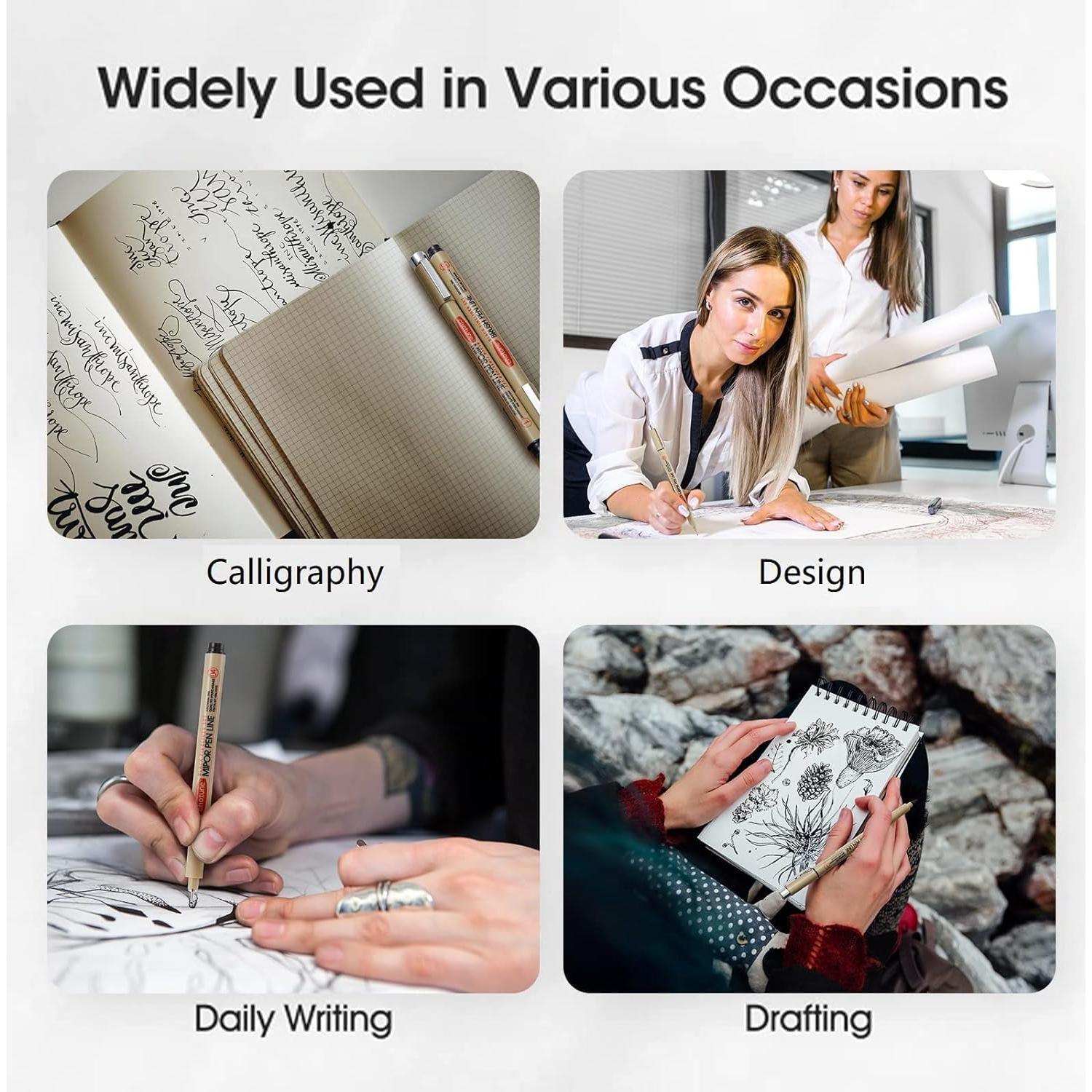 Juego de 3 Bolígrafos Fineliner GETHPEN 0.25-0.55mm Negro