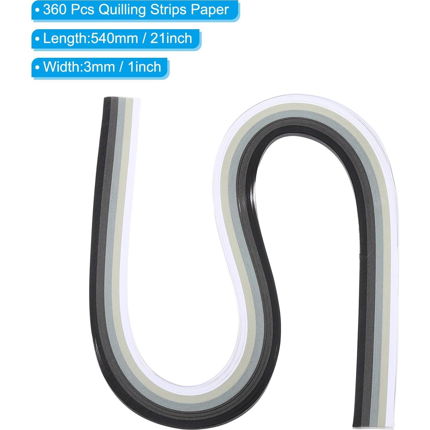 Tiras de Papel Quilling PATIKIL 540x3mm Degradado Negro Blanco 360 Pcs