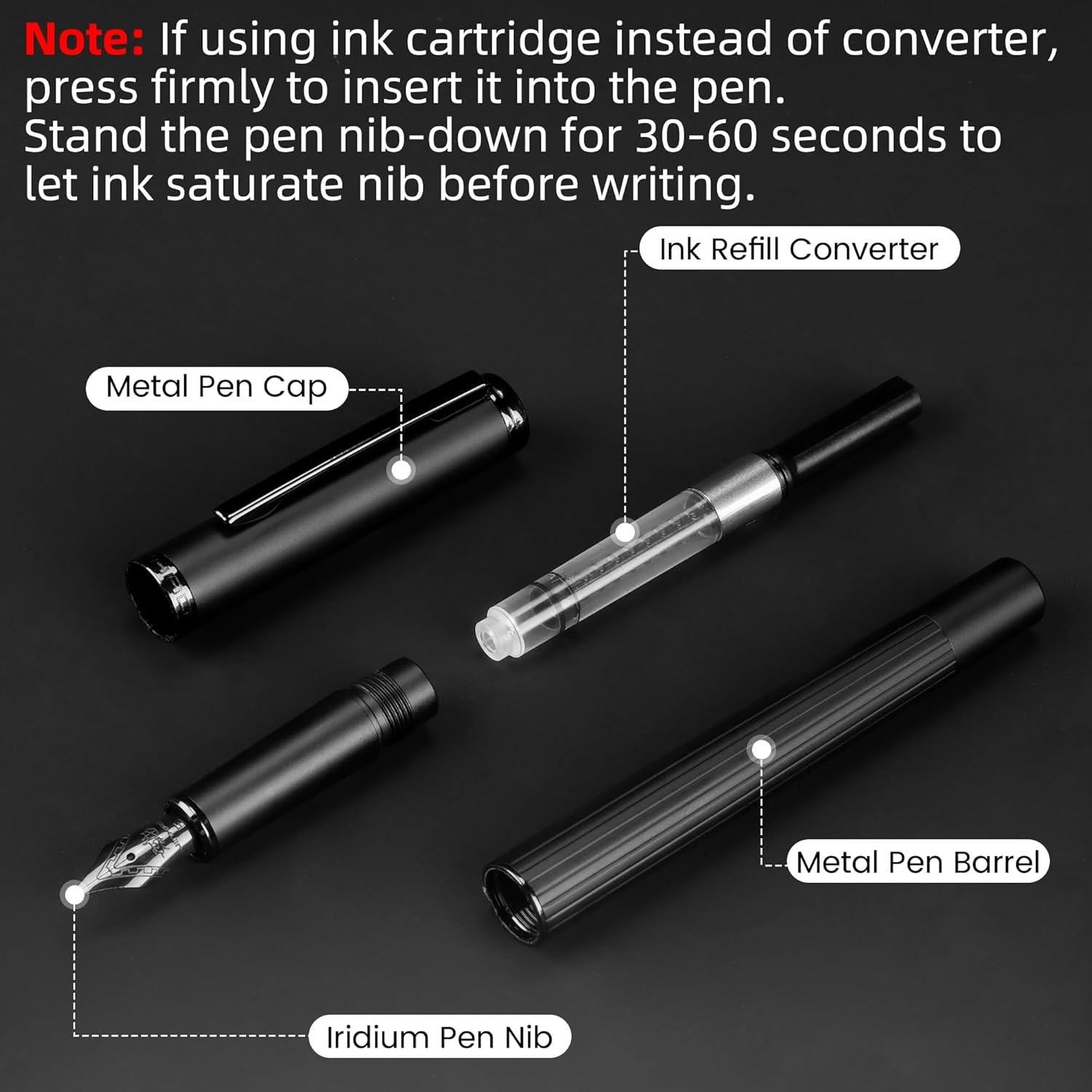 Pluma Fuente JINHAO Punta Extra Fina con Cartuchos y Convertidor