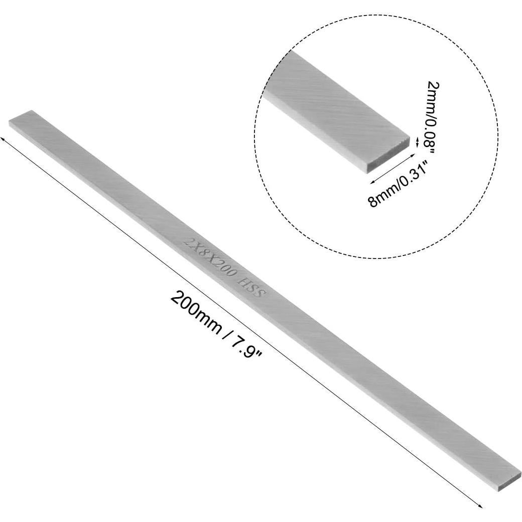 Herramienta de Torno HSS uxcell 2mm x 8mm x 200mm - 5 Piezas
