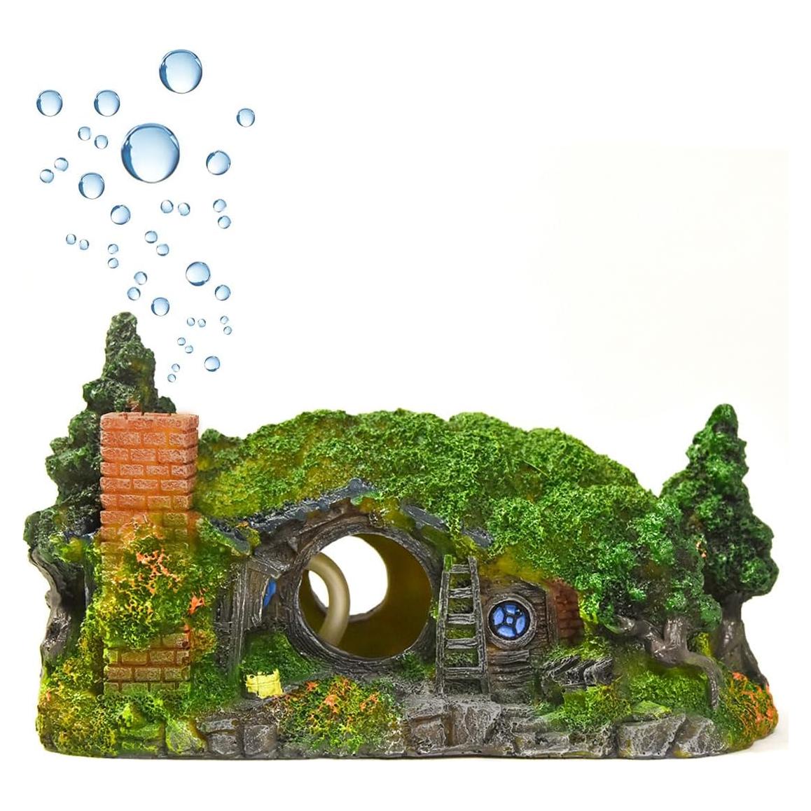 Decoración de Acuario Fazhongfa Castillo Hobbit Pequeño 17.78 cm