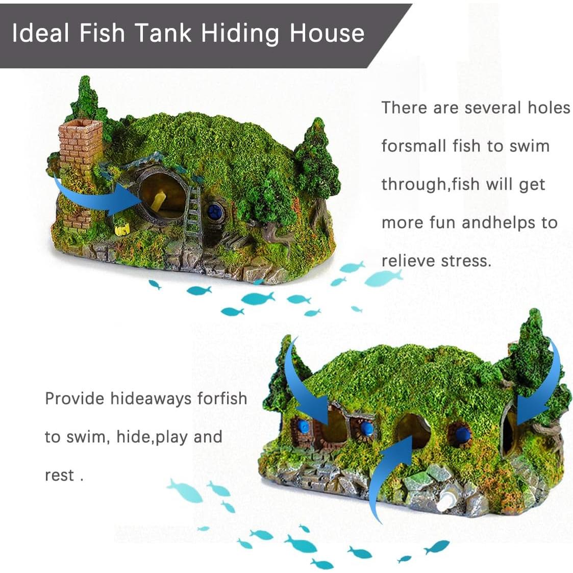 Decoración de Acuario Fazhongfa Castillo Hobbit Pequeño 17.78 cm