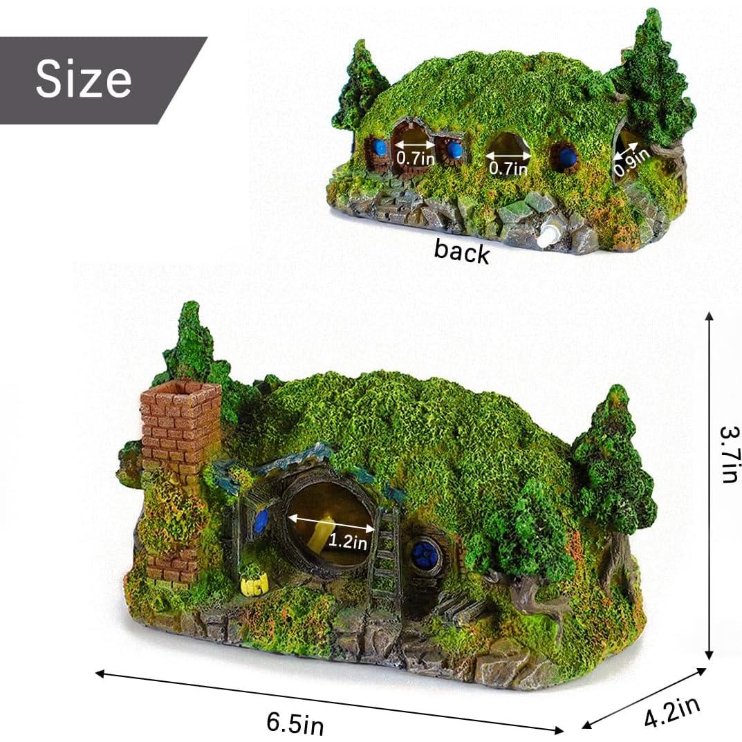 Decoración de Acuario Fazhongfa Castillo Hobbit Pequeño 17.78 cm