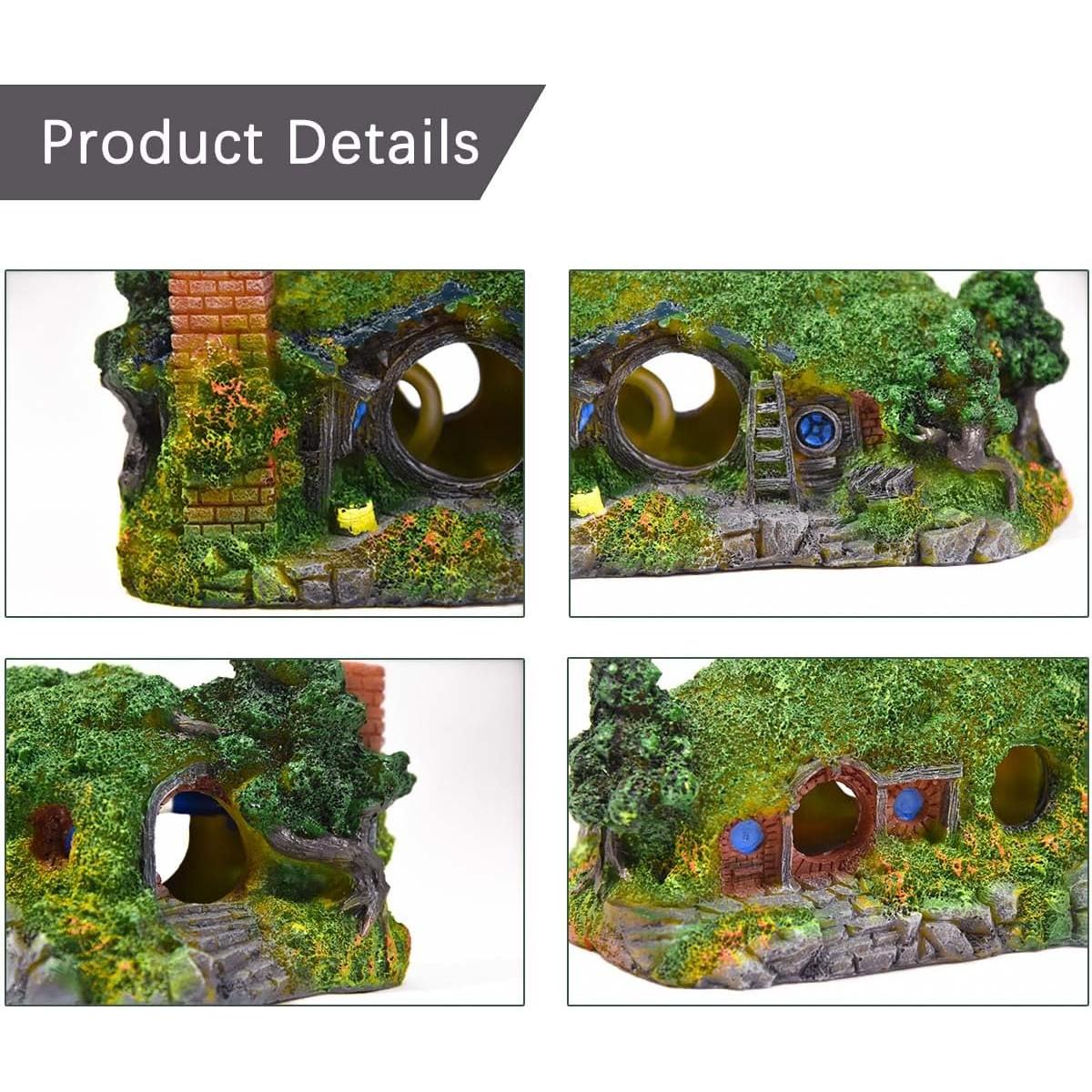 Decoración de Acuario Fazhongfa Castillo Hobbit Pequeño 17.78 cm