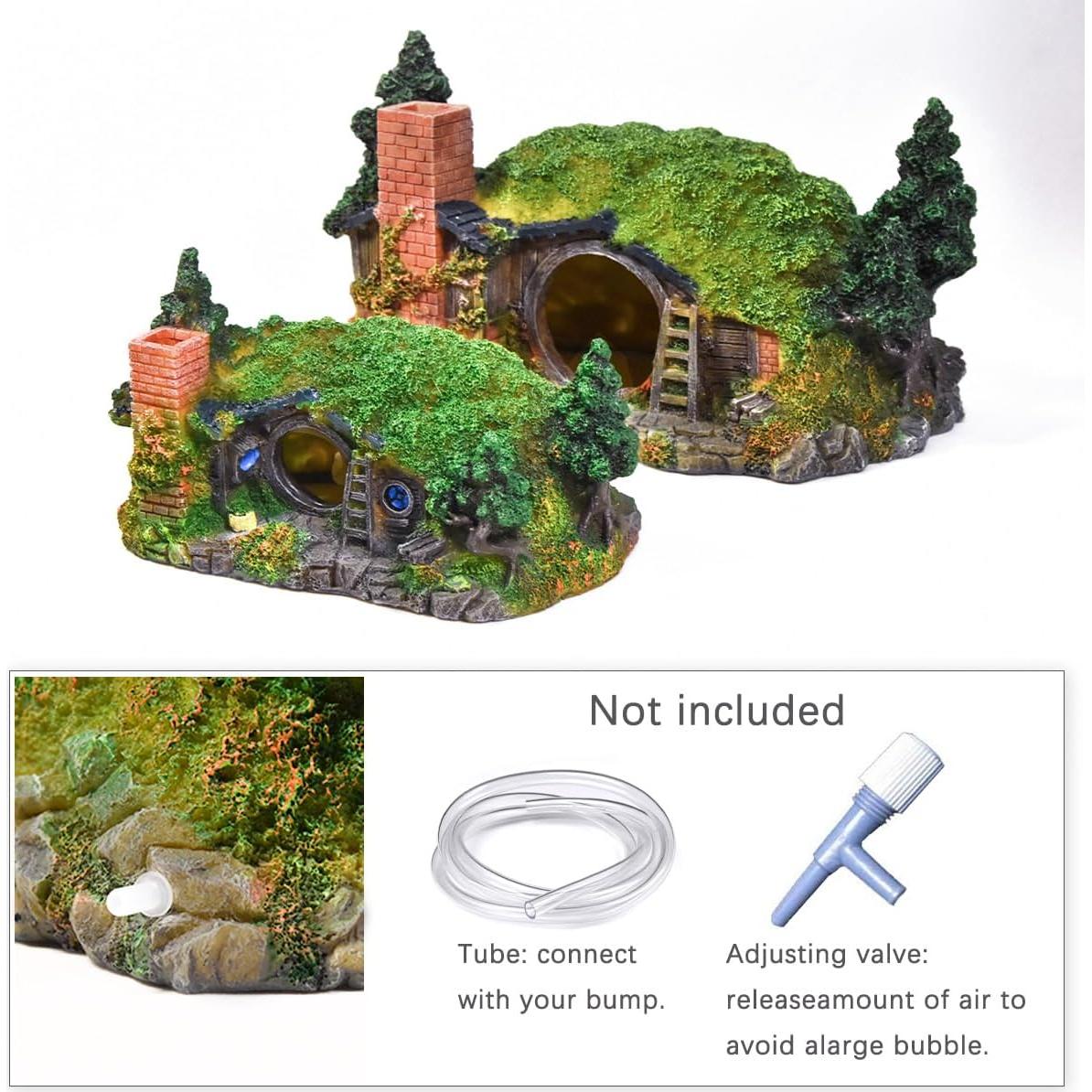 Decoración de Acuario Fazhongfa Castillo Hobbit Pequeño 17.78 cm