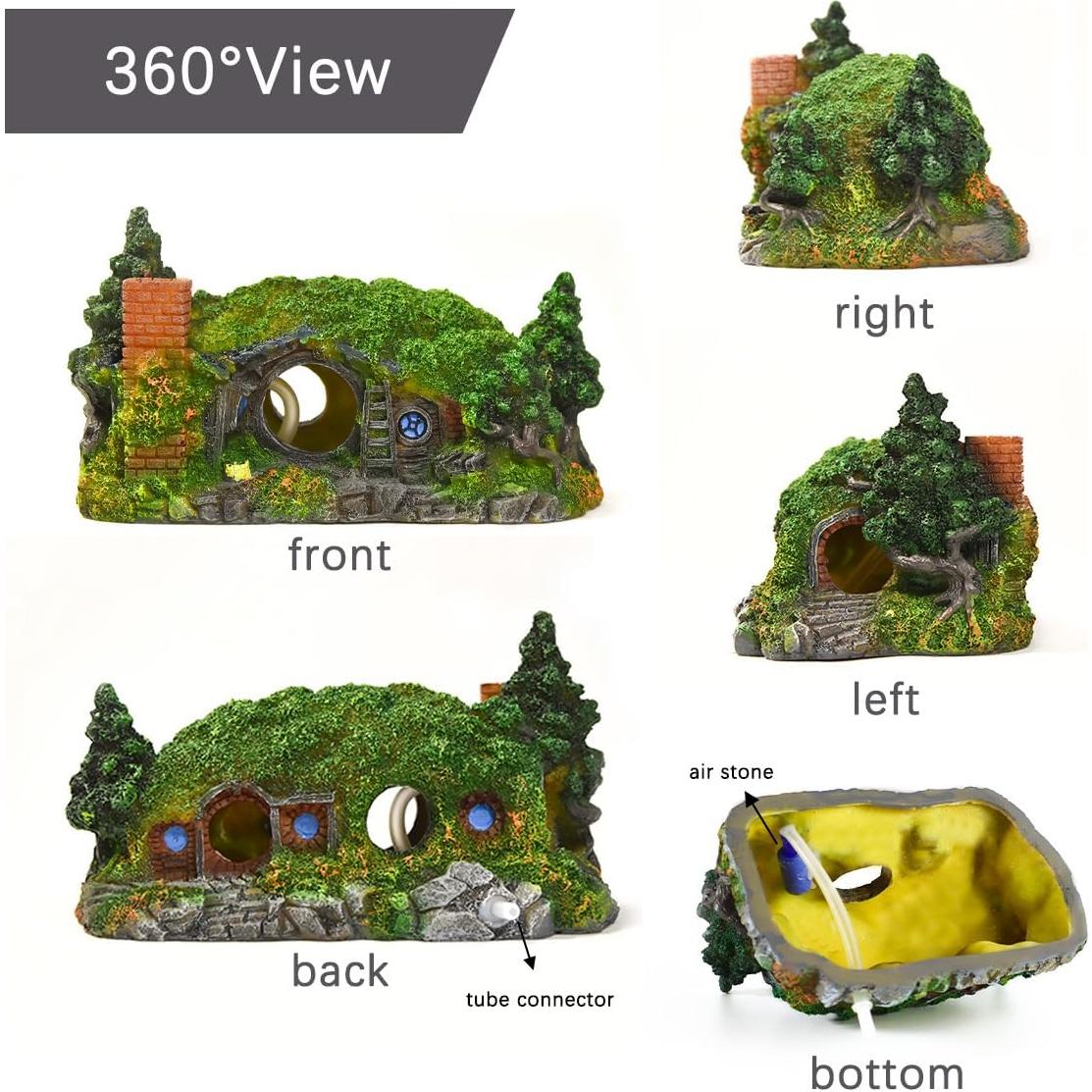 Decoración de Acuario Fazhongfa Castillo Hobbit Pequeño 17.78 cm