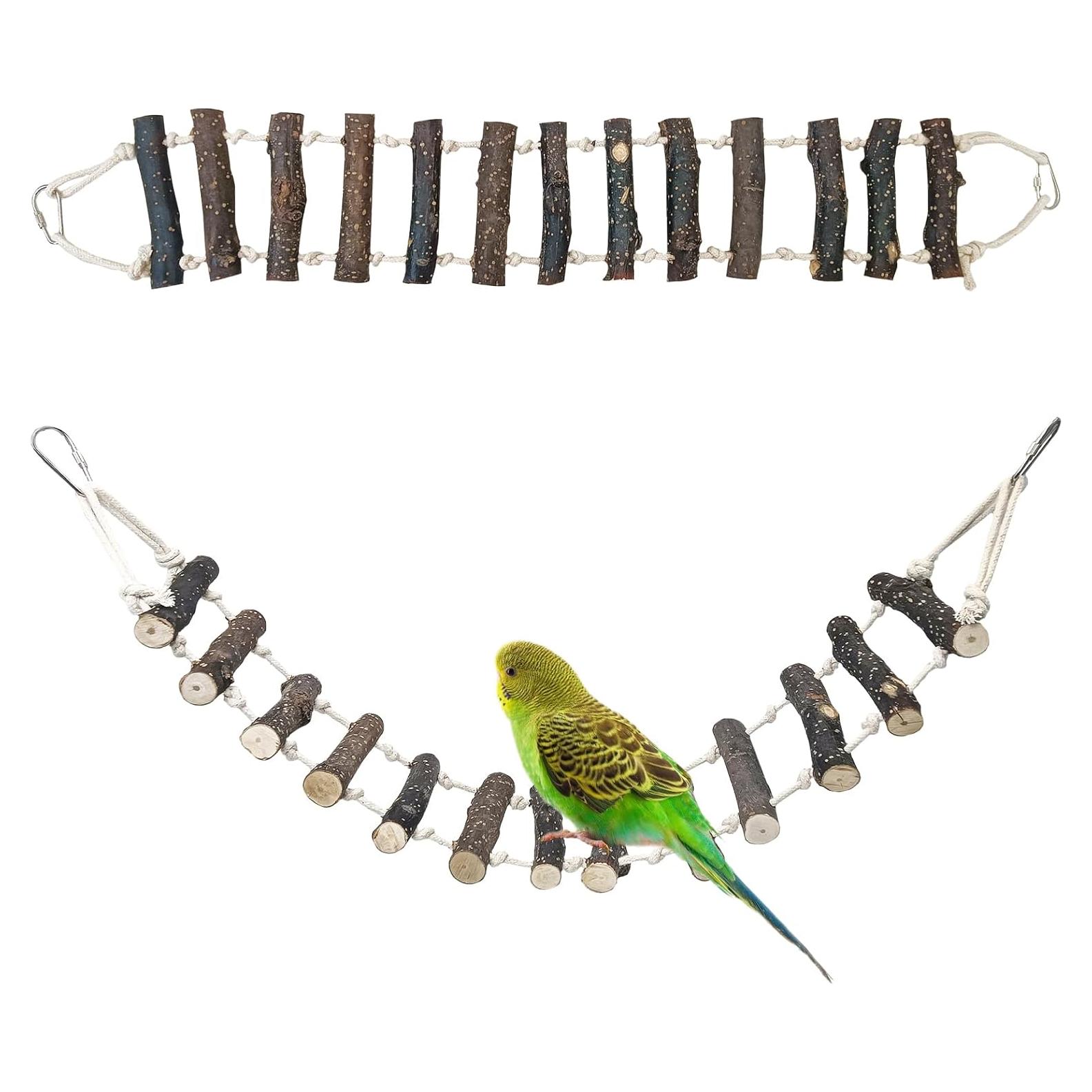 Escalera de Cuerda para Aves BNOSDM 2 Pcs Madera 60x10 cm