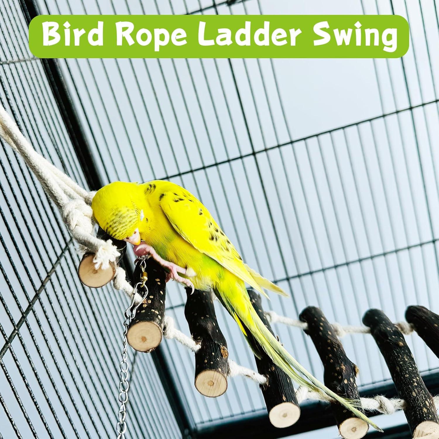 Escalera de Cuerda para Aves BNOSDM 2 Pcs Madera 60x10 cm