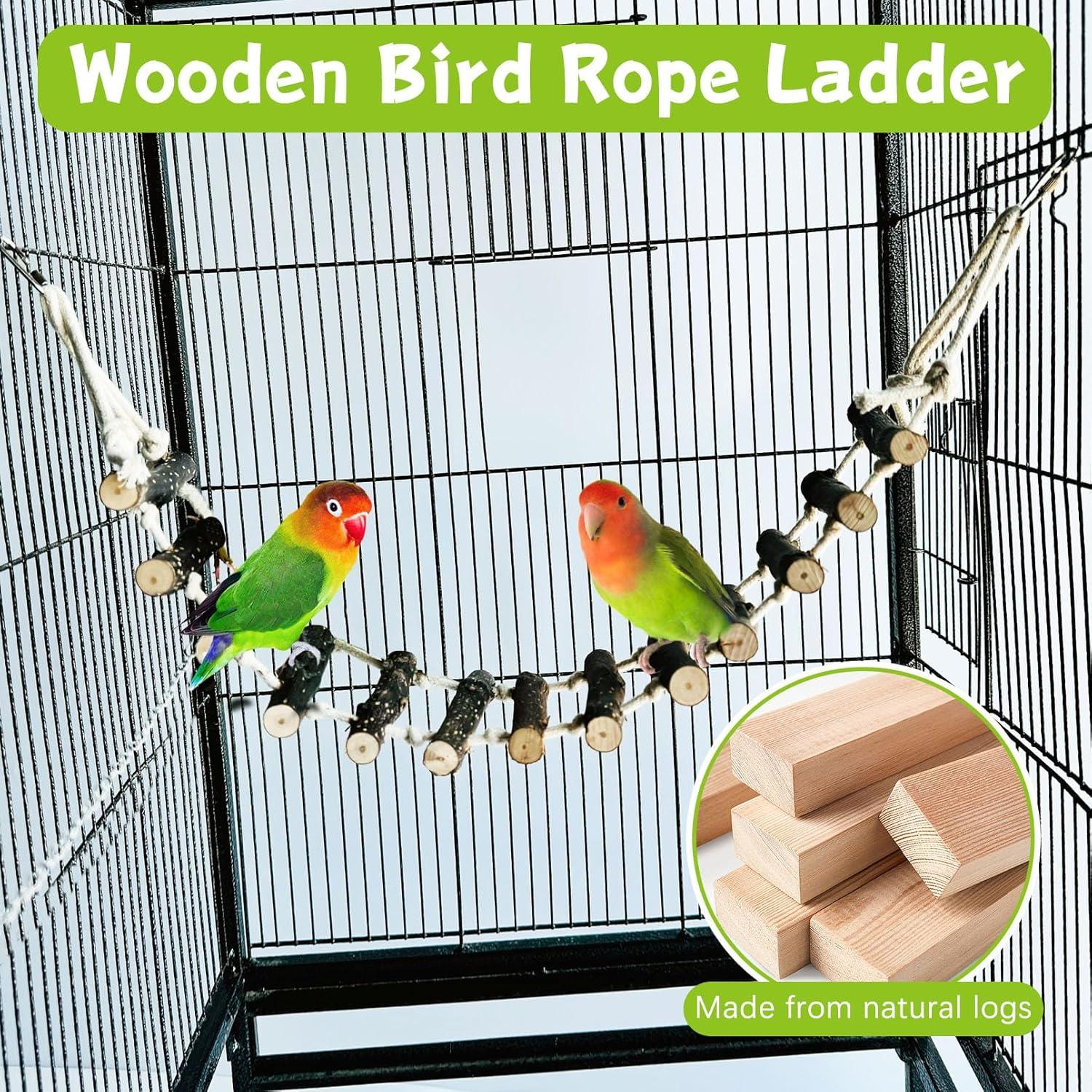 Escalera de Cuerda para Aves BNOSDM 2 Pcs Madera 60x10 cm