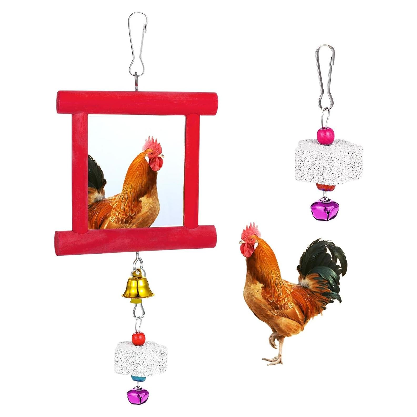 Juego de Juguetes para Gallinas Lnngub - Espejo y Piedras Molienda