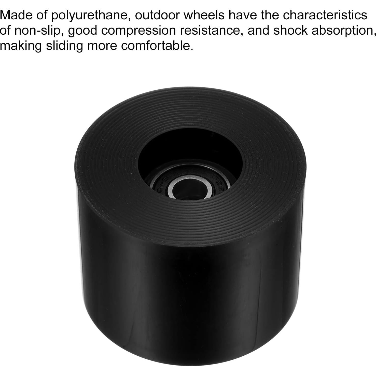 Ruedas de Longboard PATIKIL 45x60mm PU 80A Negras ABEC-9