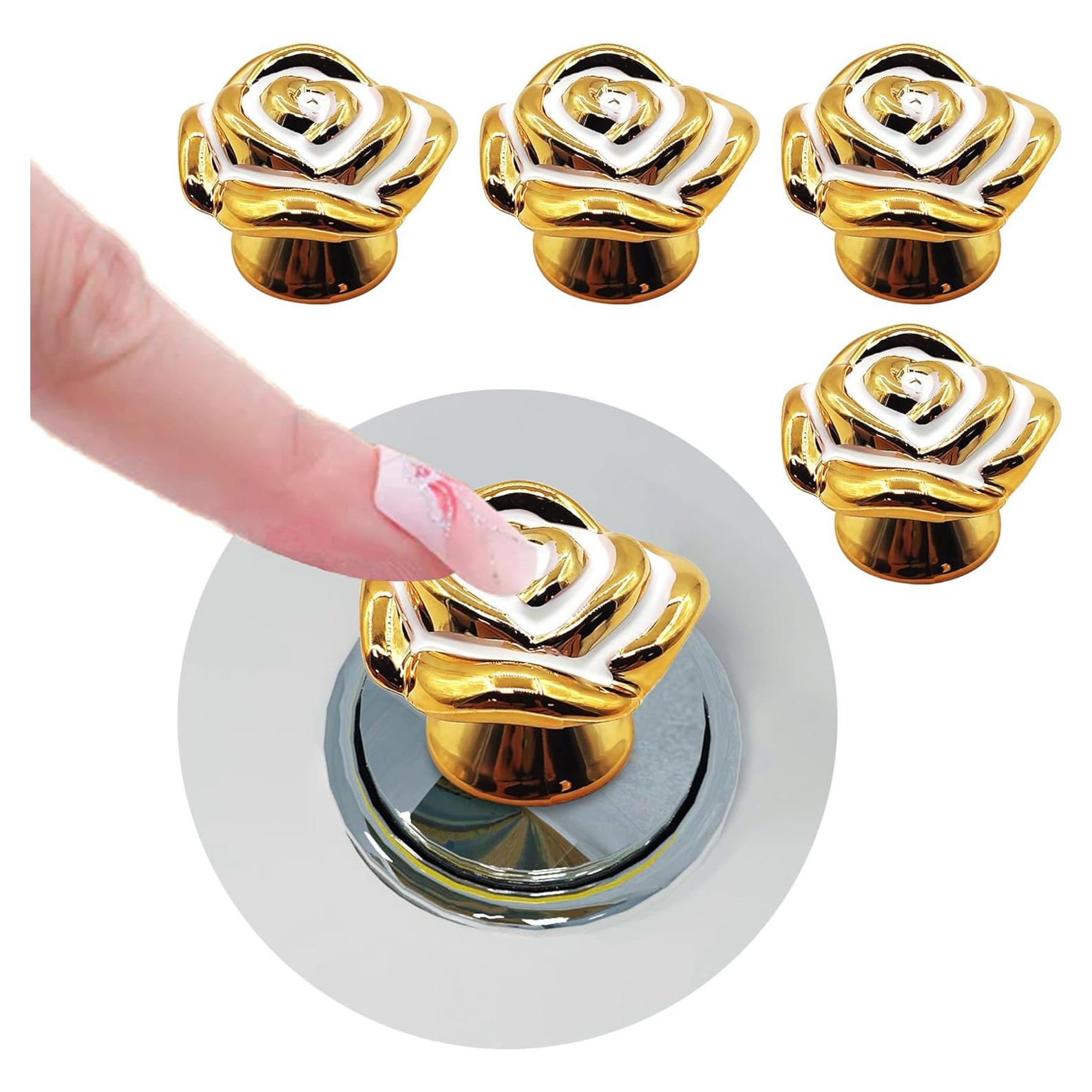 4 Piezas Botón de Tanque de Inodoro Oro XQIGI - Accesorio Decorativo